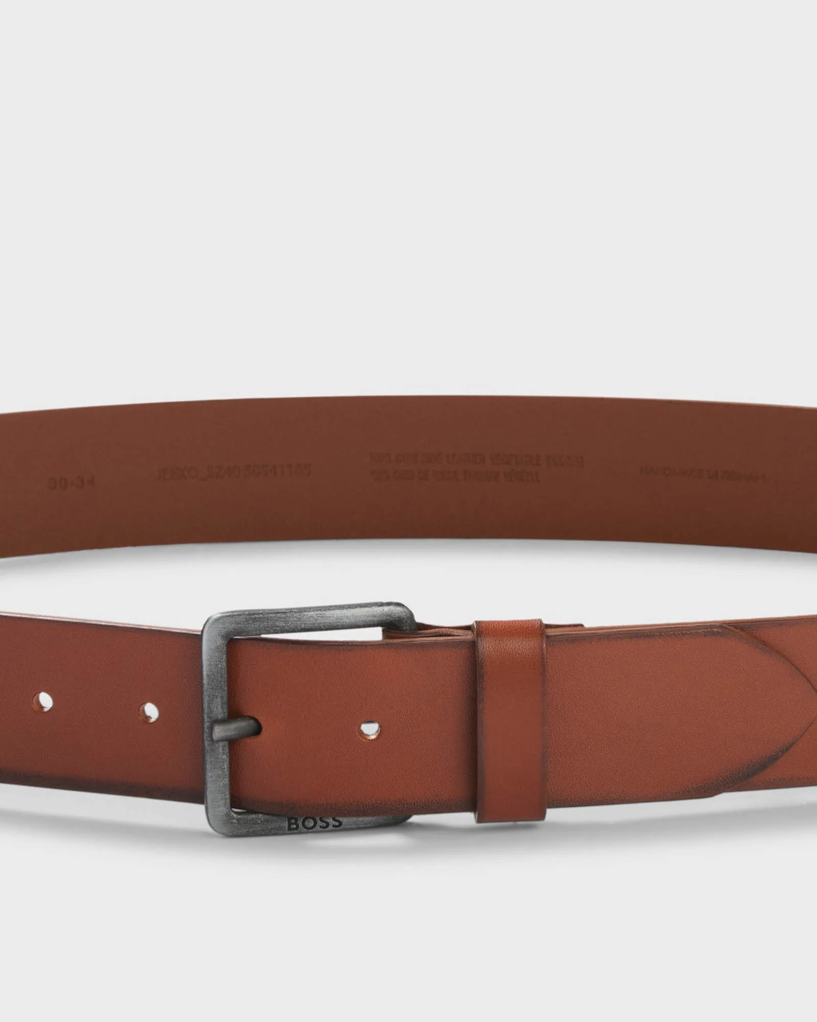 BOSS Orange Jeeko Mens Leather Belt with Logo Buckle - Medium Brown 210 - Image 2