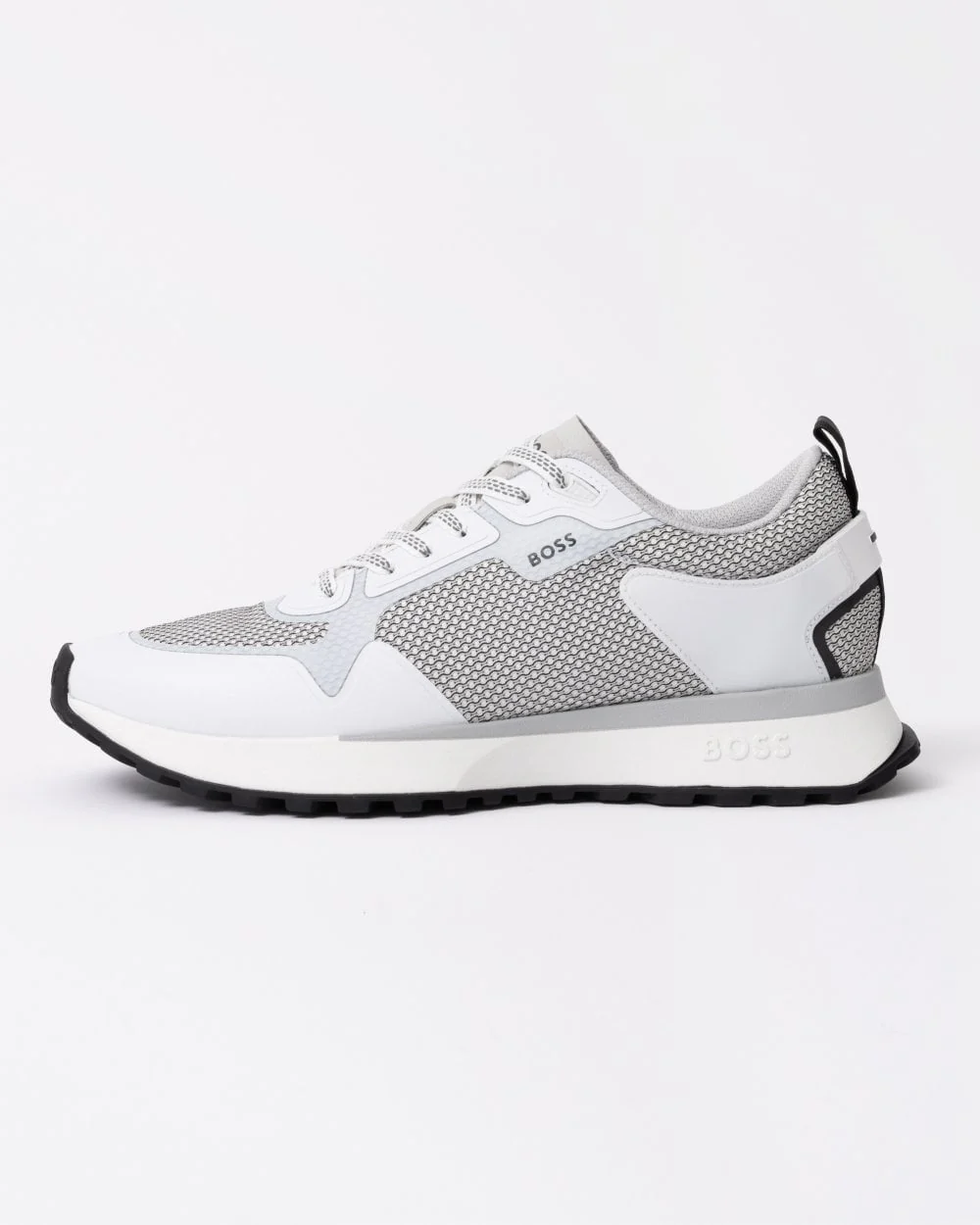 BOSS Orange Jonah Mixed-Material Trainers with Mesh Details and Branding - Open White 120 - Image 2