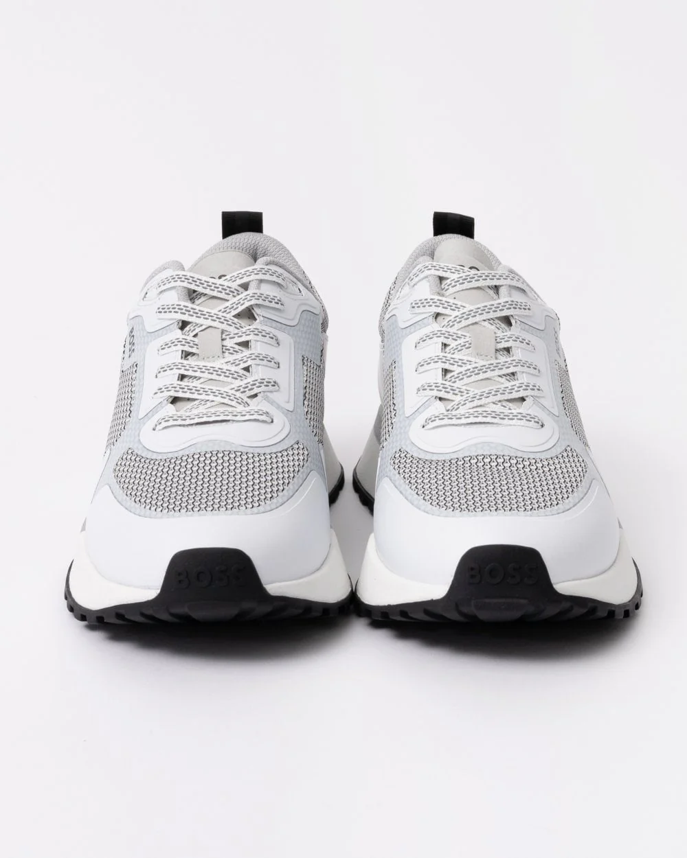 BOSS Orange Jonah Mixed-Material Trainers with Mesh Details and Branding - Open White 120 - Image 3