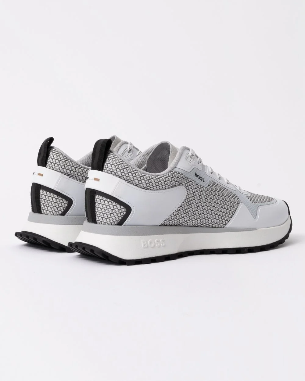 BOSS Orange Jonah Mixed-Material Trainers with Mesh Details and Branding - Open White 120 - Image 4