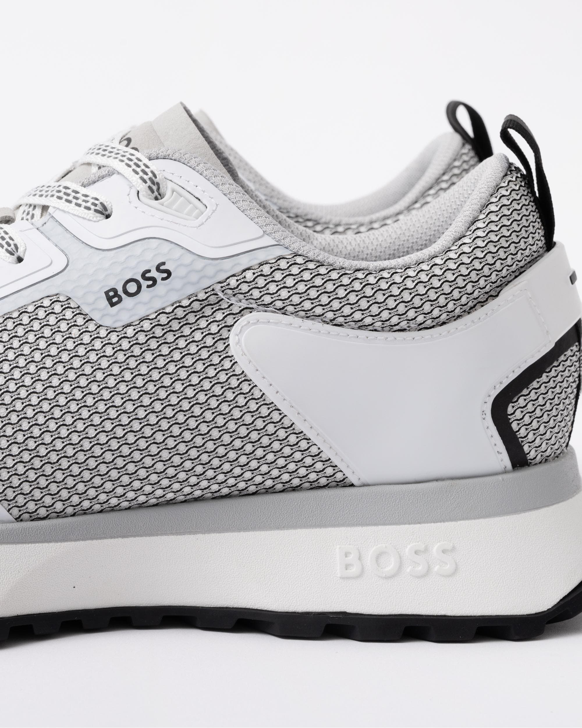BOSS Orange Jonah Mixed-Material Trainers with Mesh Details and Branding - Open White 120 - Image 5