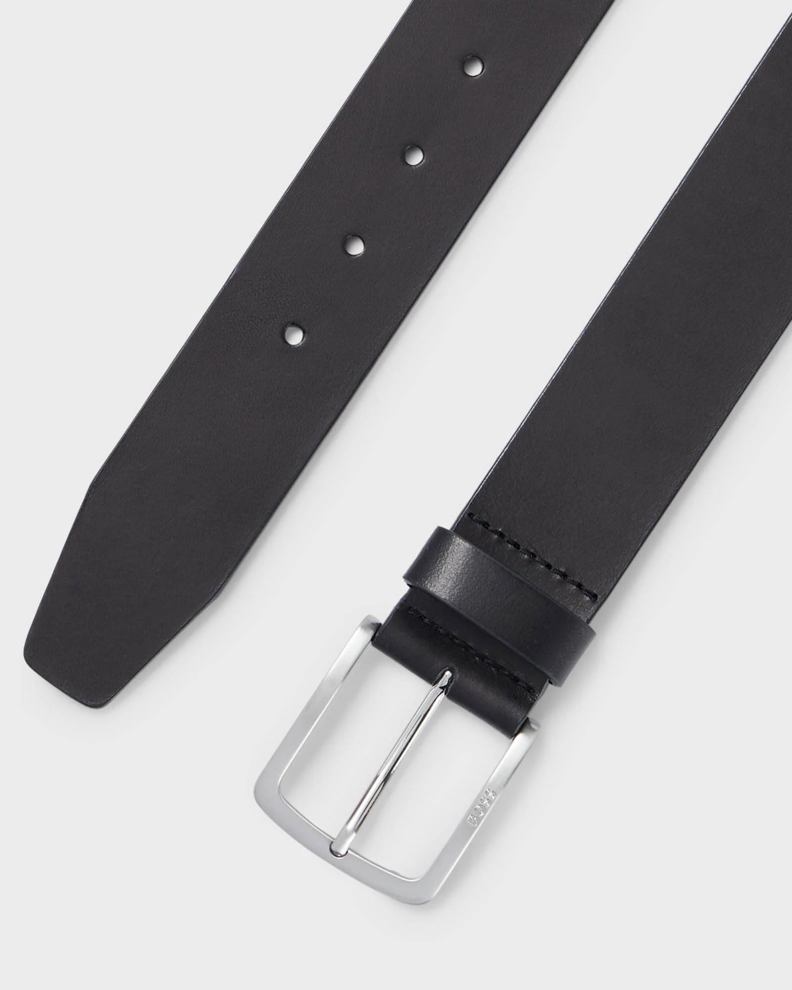 BOSS Orange Jor-V Mens Italian-Leather Belt With Logo-Engraved Buckle - Black 001 - Image 2
