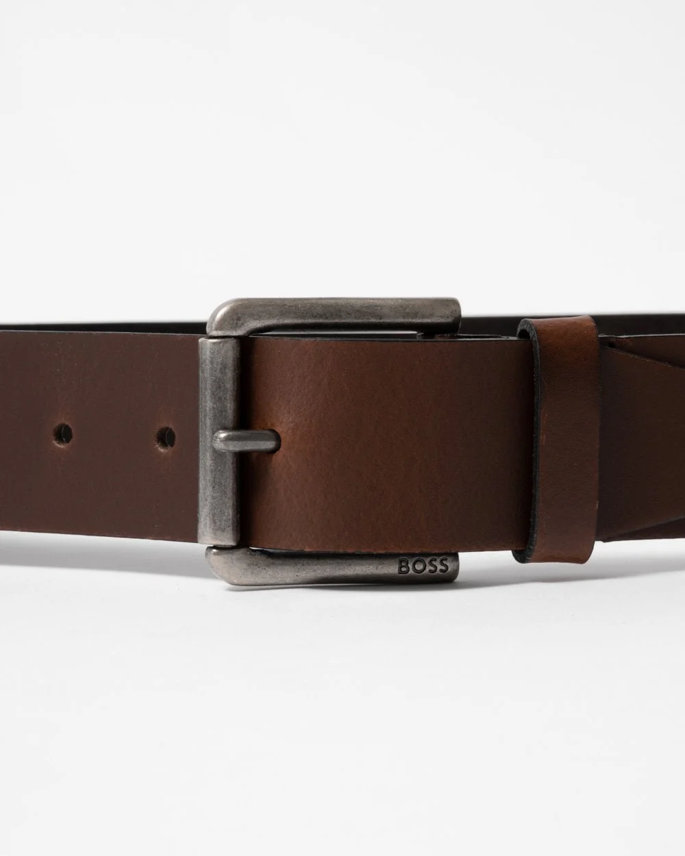 BOSS Orange Joris Mens Italian Leather Belt with Engraved Buckle - Dark Brown 203 - Image 2