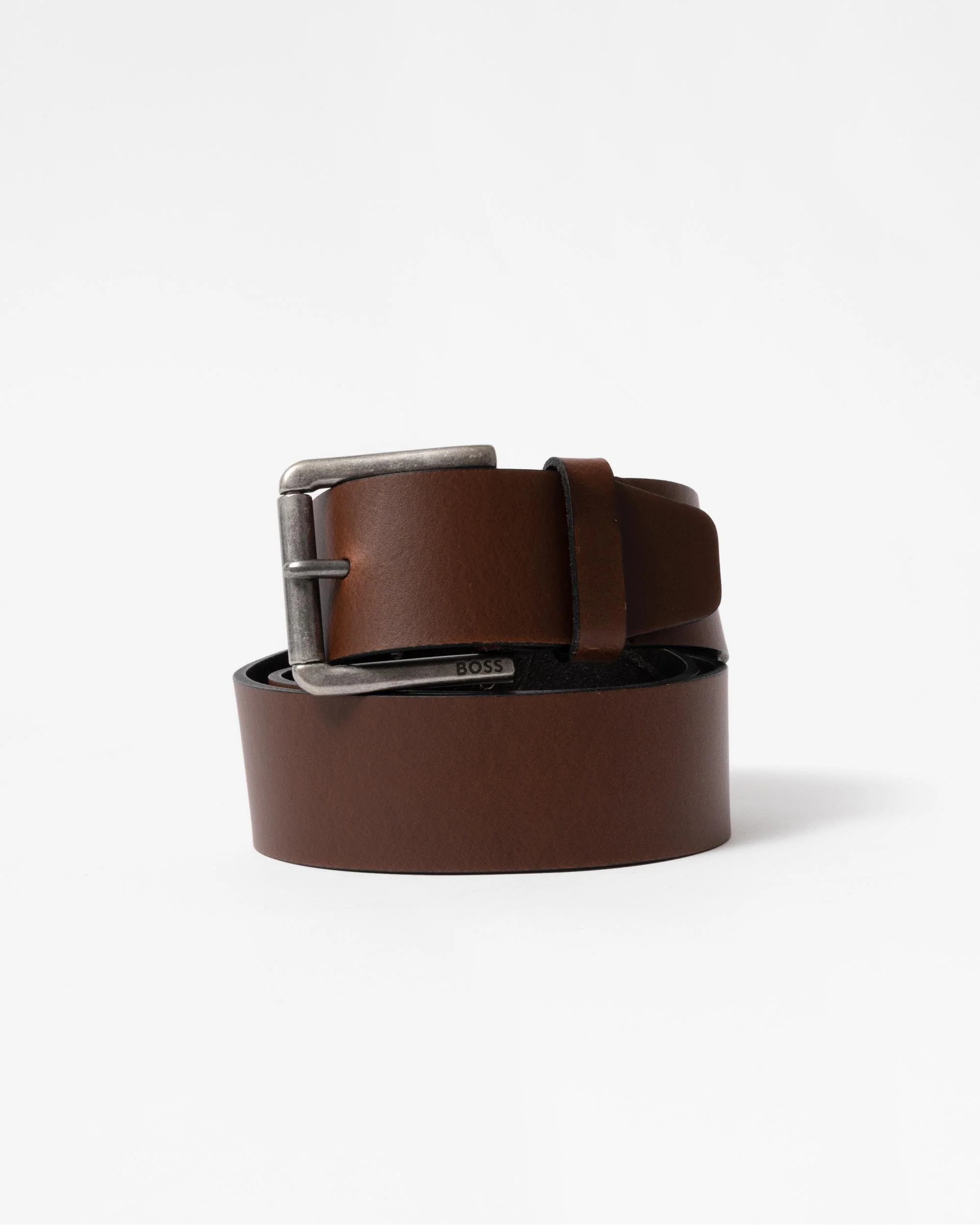 BOSS Orange Joris Mens Italian Leather Belt with Engraved Buckle - Dark Brown 203 - Image 3