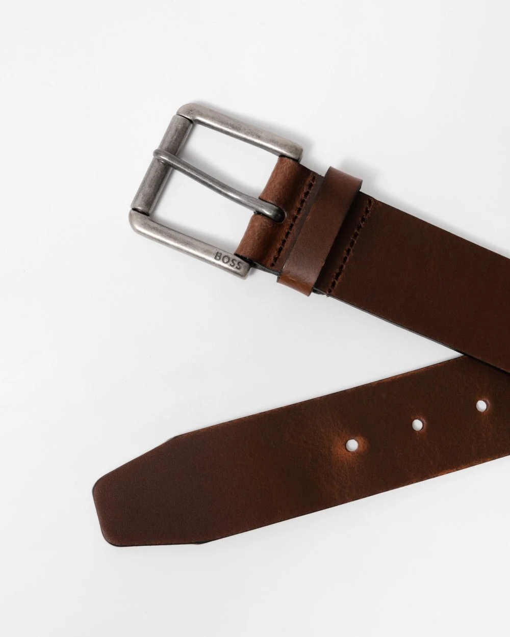 BOSS Orange Joris Mens Italian Leather Belt with Engraved Buckle - Dark Brown 203 - Image 4