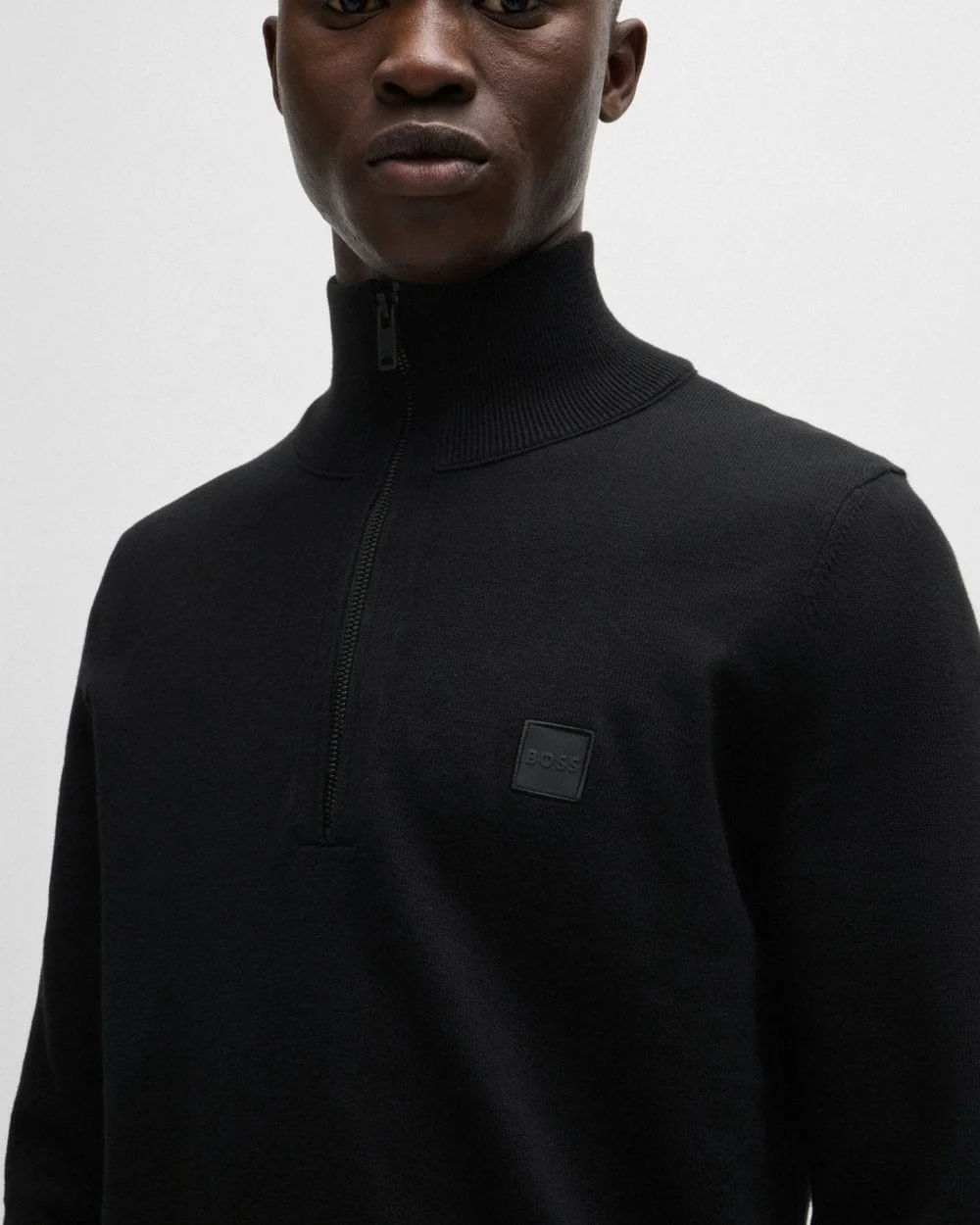 BOSS Orange Kanobix S Mens 1/4 Zip Jumper - Black 001 - Image 2