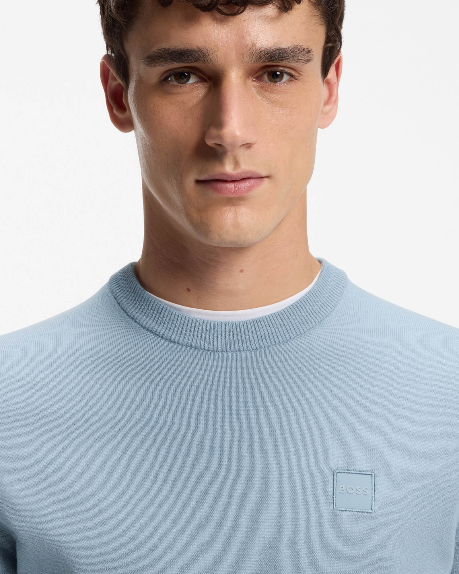 BOSS Orange Kanovano Mens Crew Neck Jumper - Light/Pastel Blue 458 - Image 2