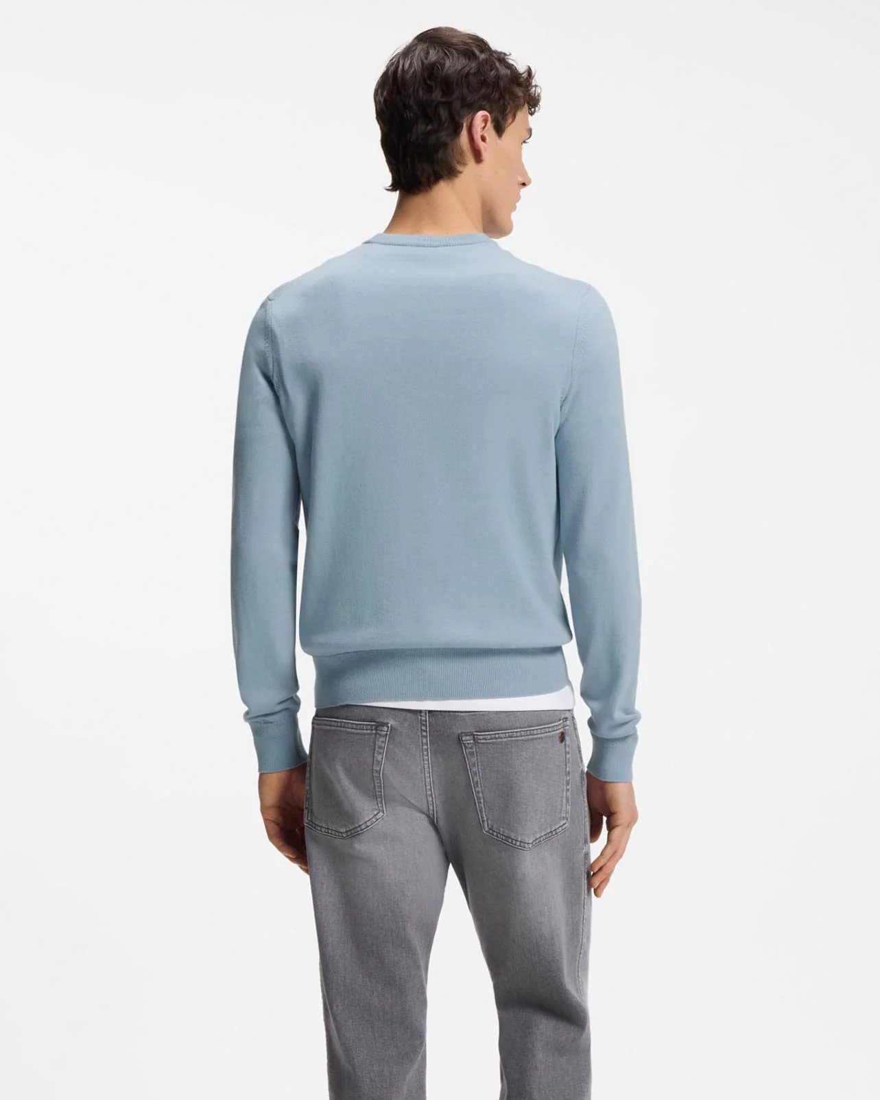 BOSS Orange Kanovano Mens Crew Neck Jumper - Light/Pastel Blue 458 - Image 4