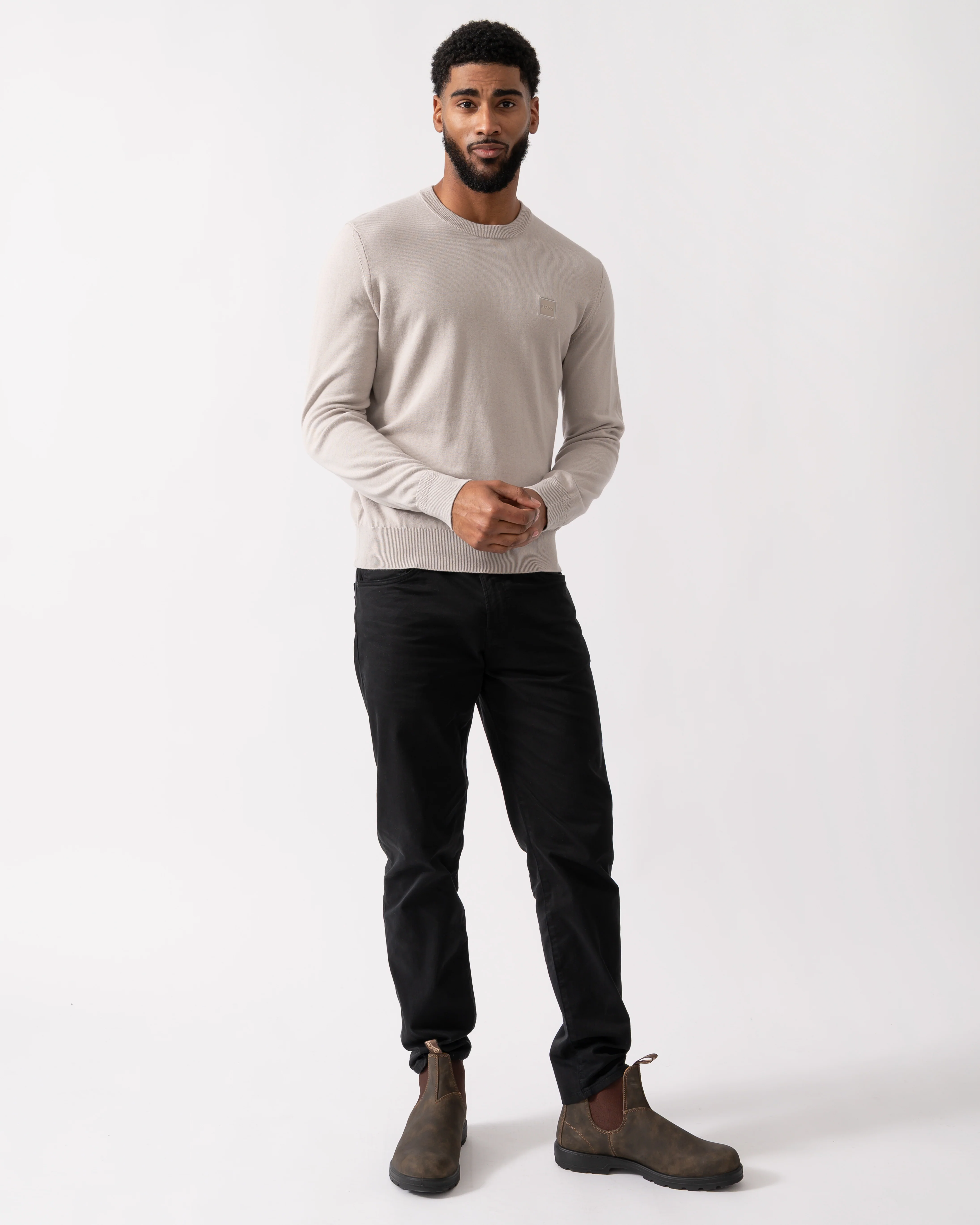 BOSS Orange Kanovano Mens Crew Neck Jumper - Open Grey 070 - Image 2