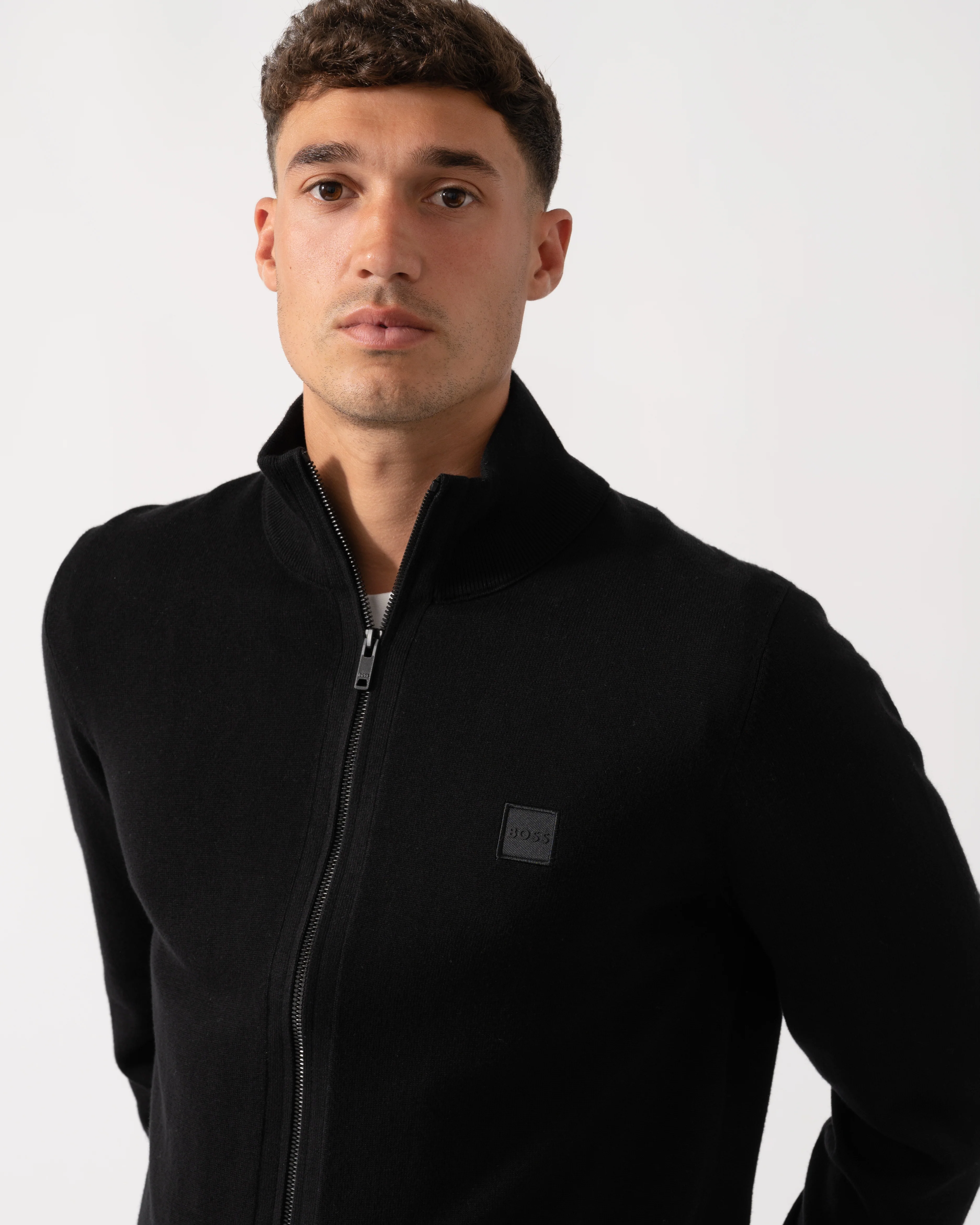 BOSS Orange Kanozip Mens Full Zip Jumper - Black 001 - Image 3