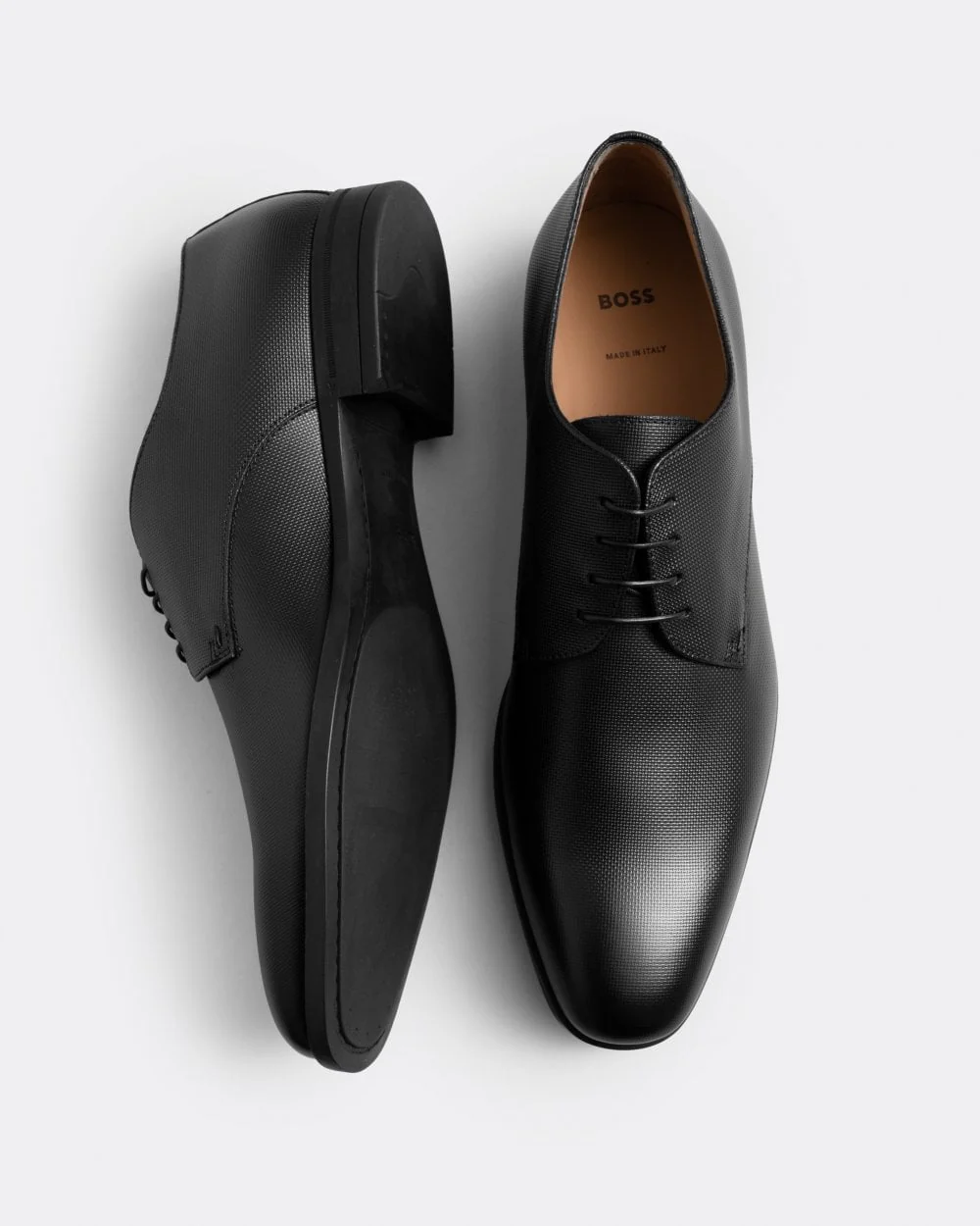 BOSS Orange Kensington Mens Embossed Leather Derby Shoes With Rubber Outsole - Image 6