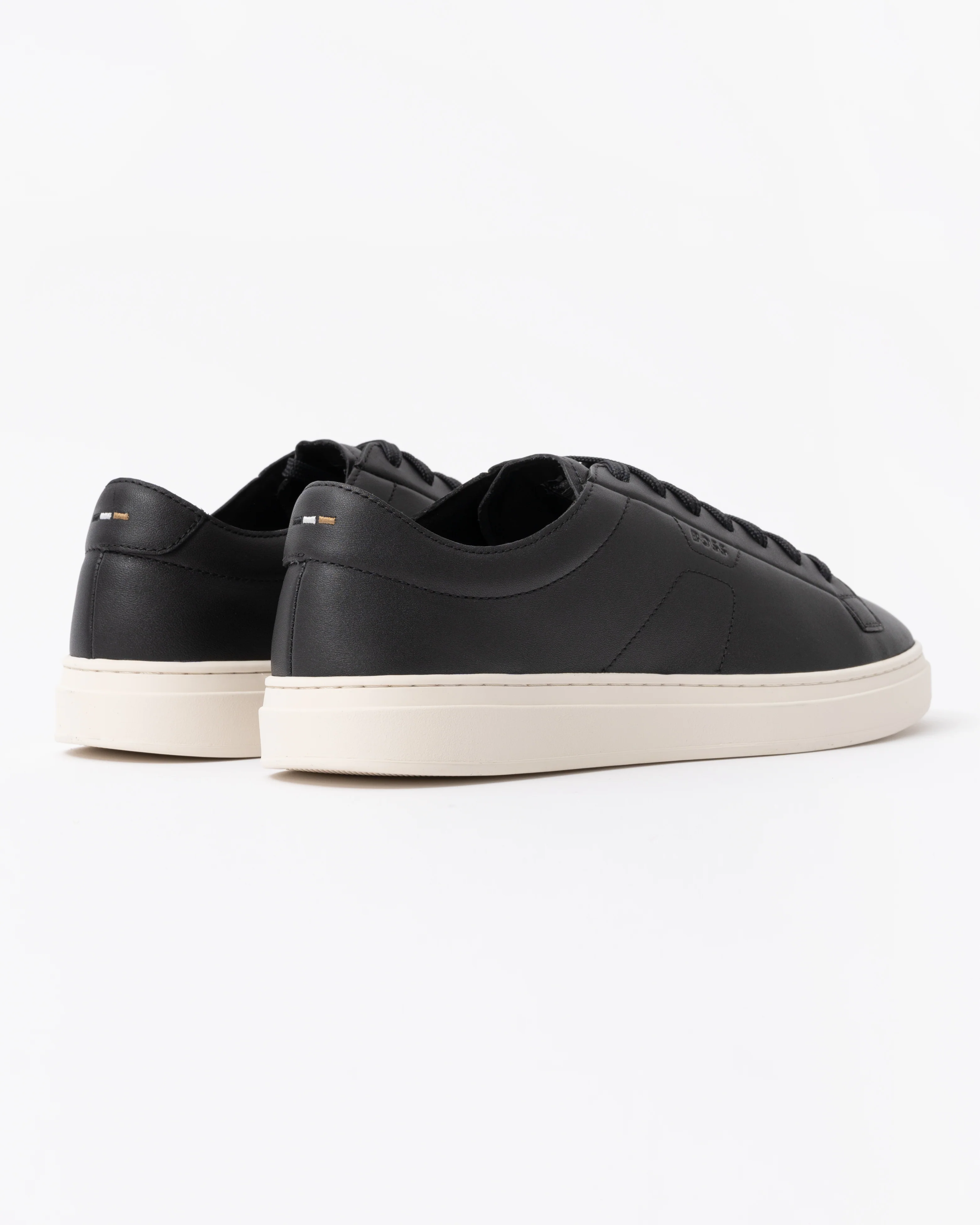 BOSS Orange Mens Kieran Low Top Trainers in Leather with Embossed Logo - Black 001 - Image 3