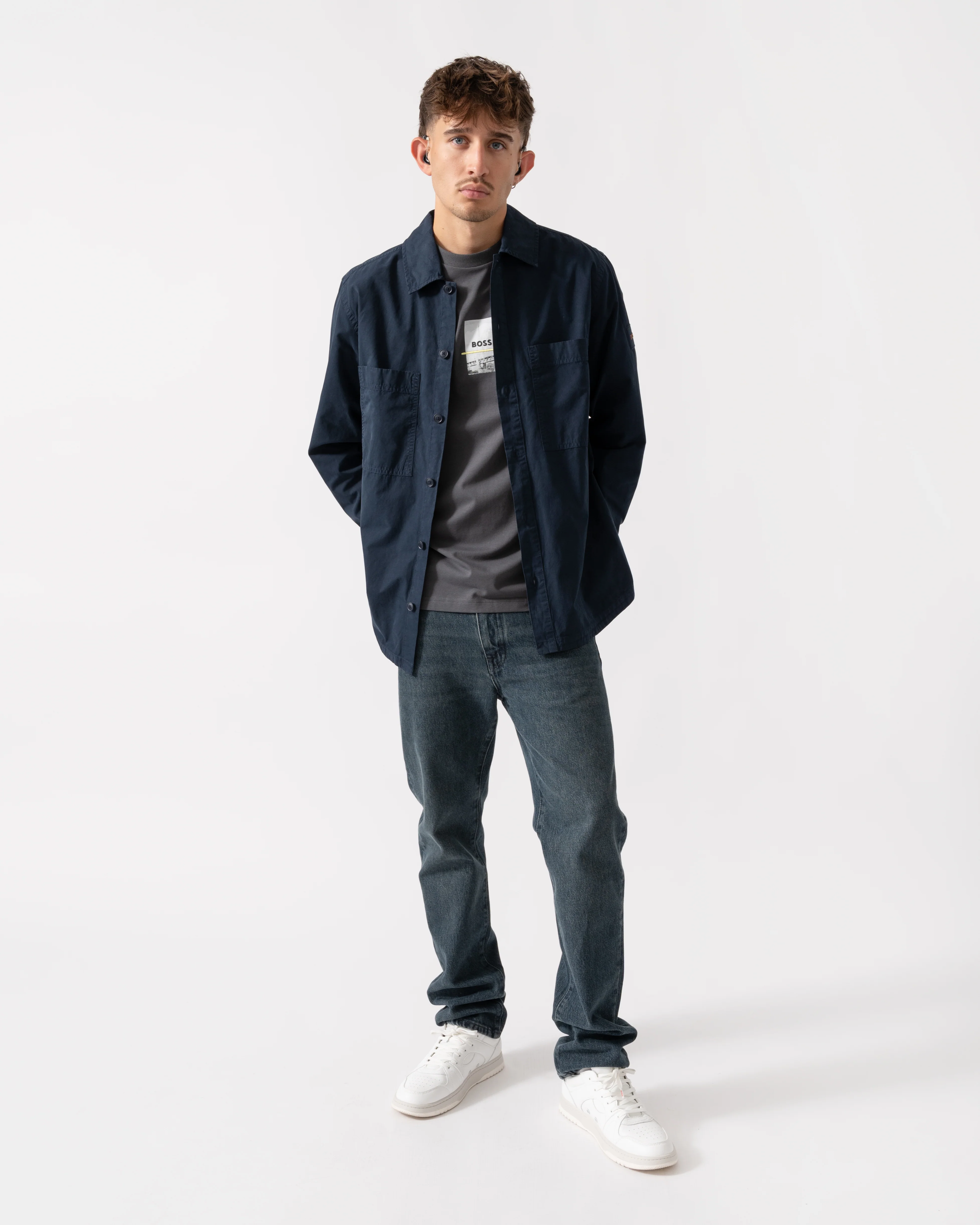BOSS Orange Locky 2 Mens Overshirt 50543519 - Dark Blue 404 - Image 3