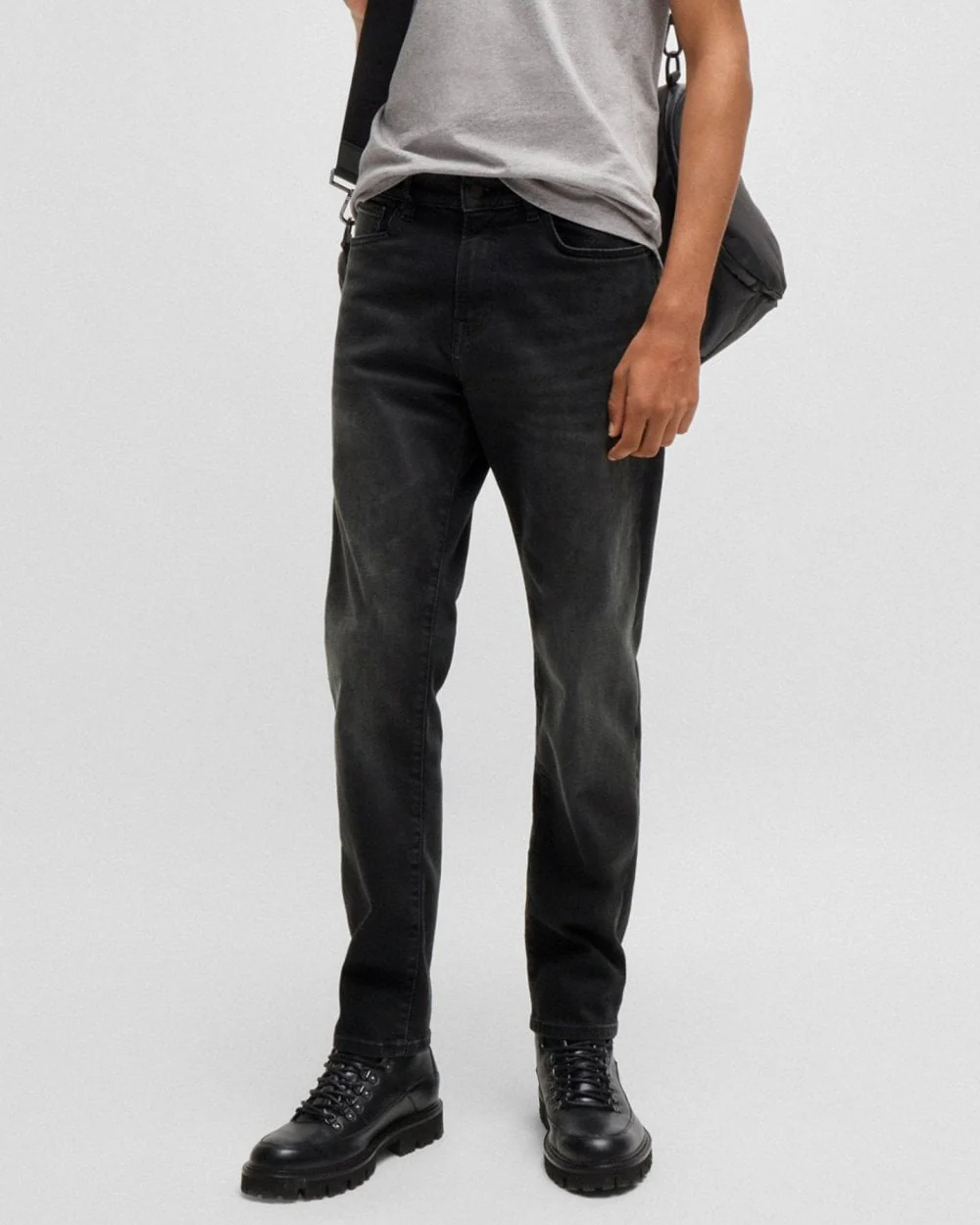 BOSS Orange Maine Regular-Fit Jeans in Black Soft-Motion Denim - Image 4