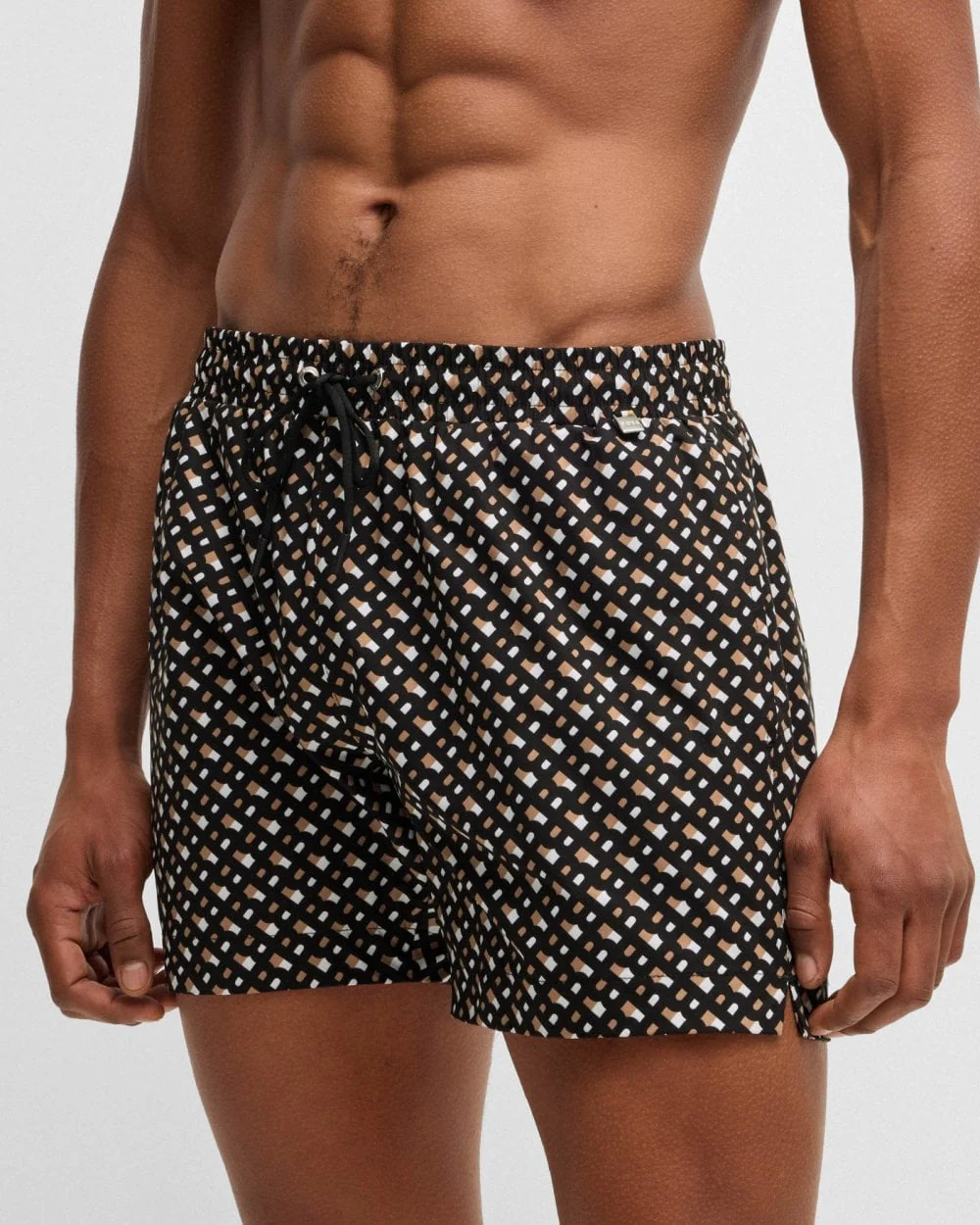 BOSS Orange Manu Mens Fully Lined Quick-Dry Swim Shorts with Monogram Print - Image 3