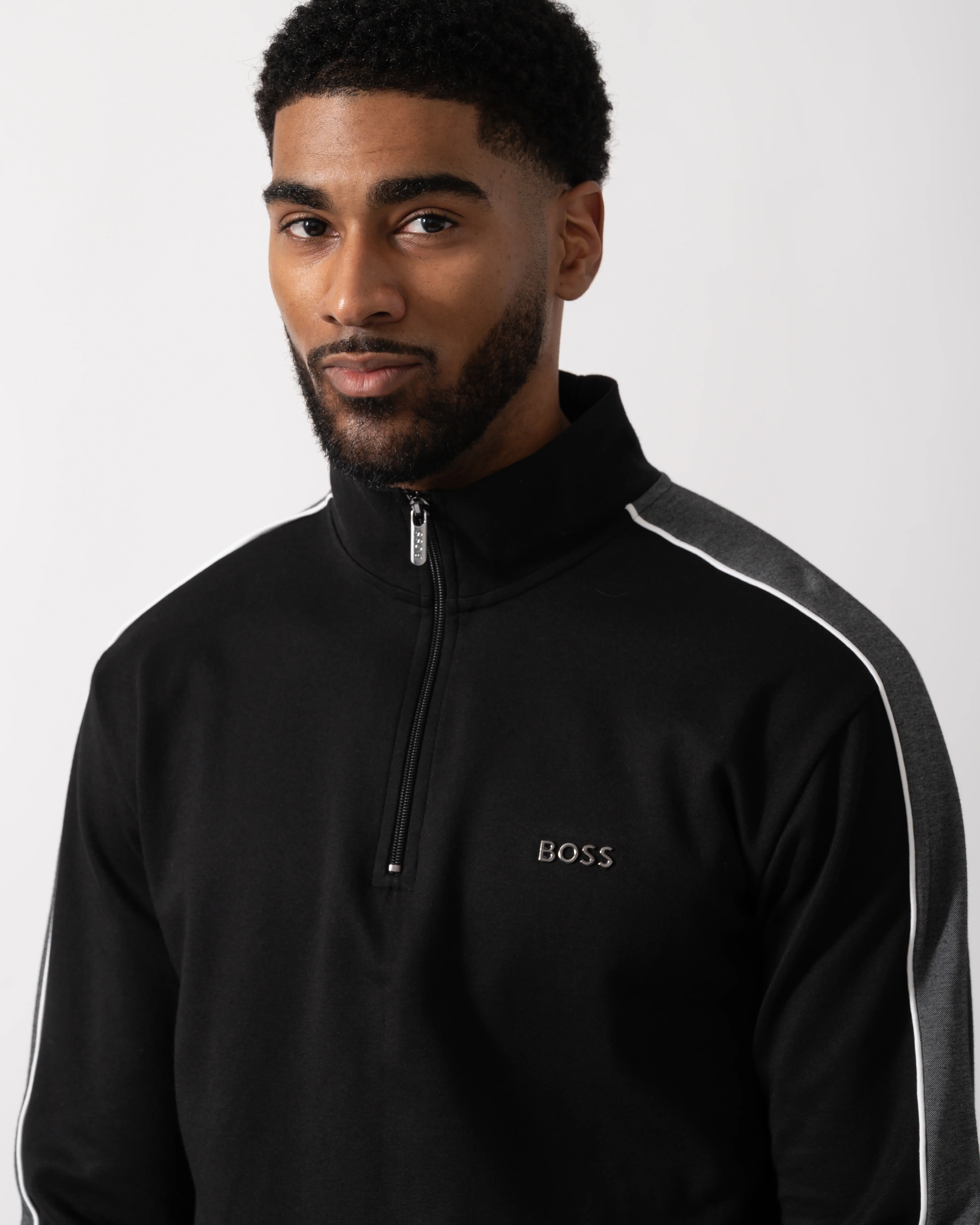 BOSS Orange Mens 1/4 Zip Loungewear Tracksuit Jacket - Black 001 - Image 3
