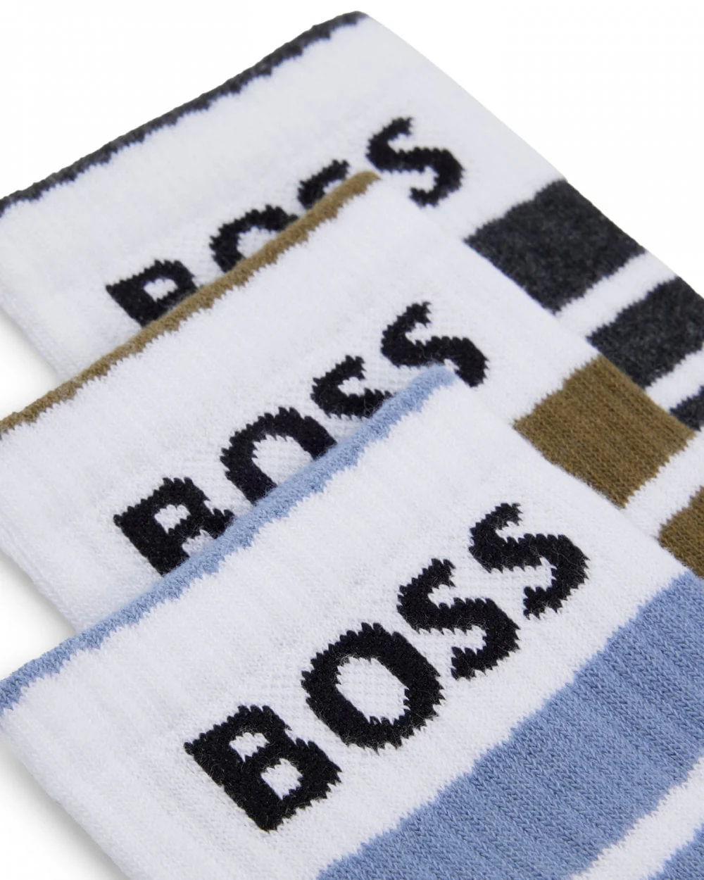 BOSS Orange Mens 3-Pack of Short Socks with Stripes and Logos - Image 2