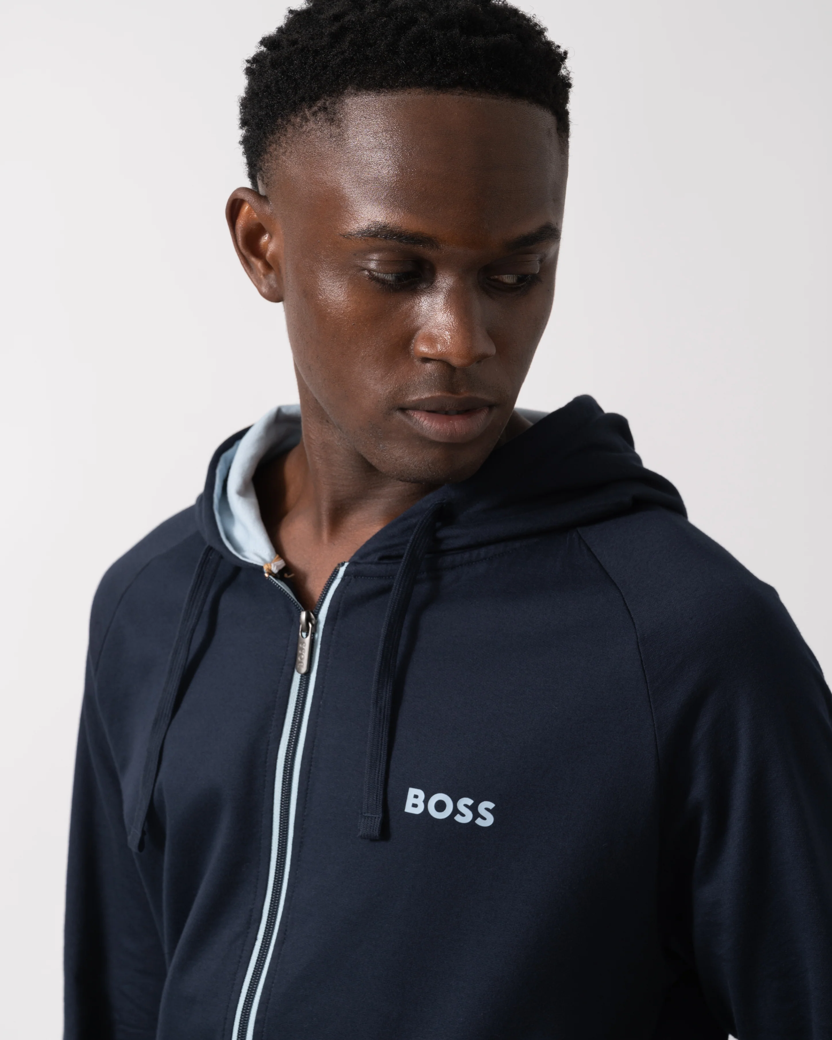 BOSS Orange Mens Authentic Zip Up Loungewear Hoodie 50545573 - Dark Blue 403 - Image 2