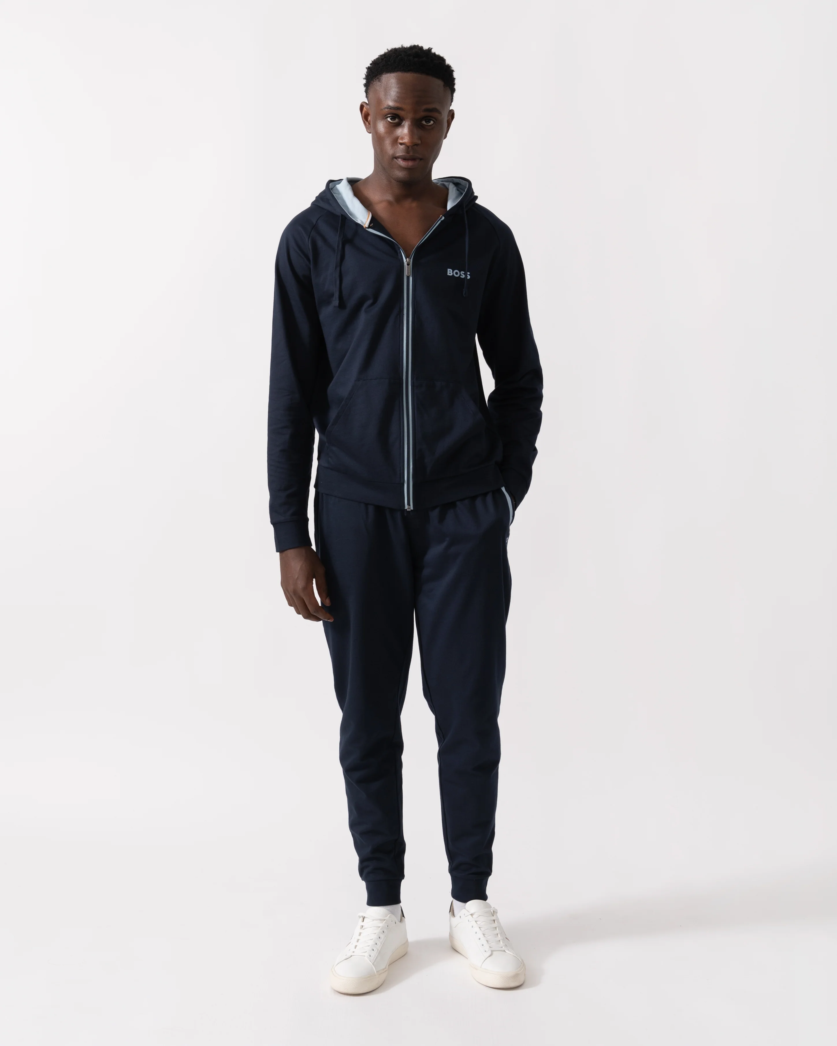 BOSS Orange Mens Authentic Zip Up Loungewear Hoodie 50545573 - Dark Blue 403 - Image 3
