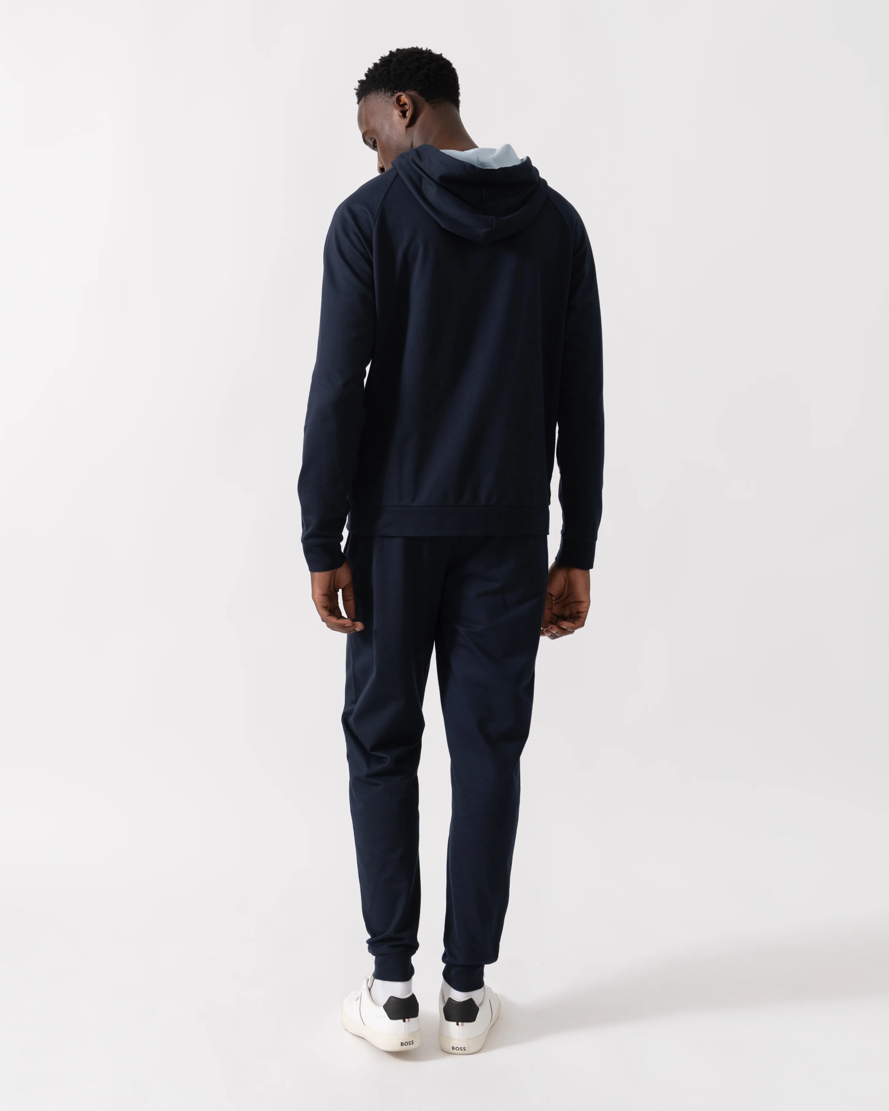BOSS Orange Mens Authentic Zip Up Loungewear Hoodie 50545573 - Dark Blue 403 - Image 4