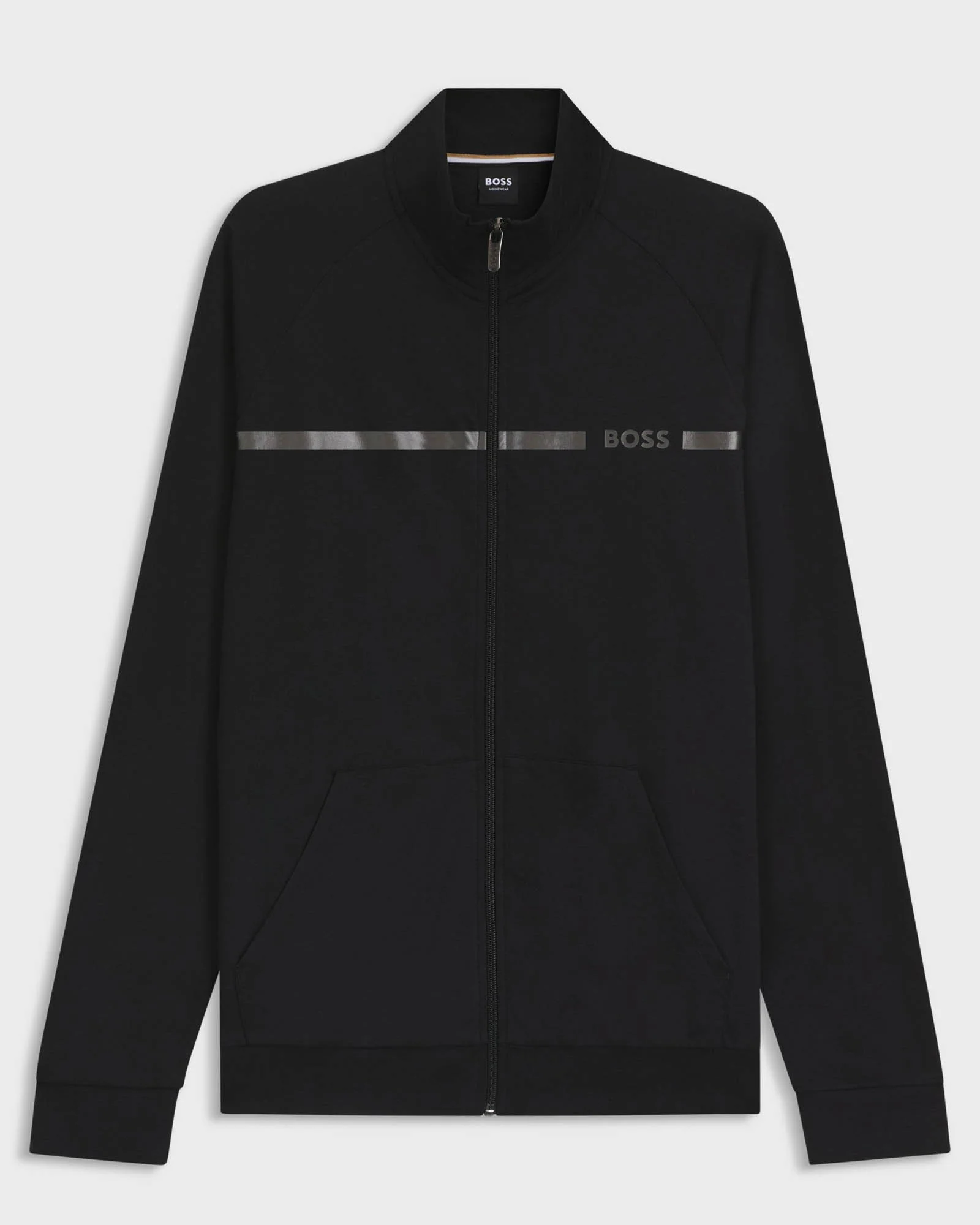 BOSS Orange Authentic Cotton Terry Loungewear Jacket with Stripe - Black 001 - Image 5