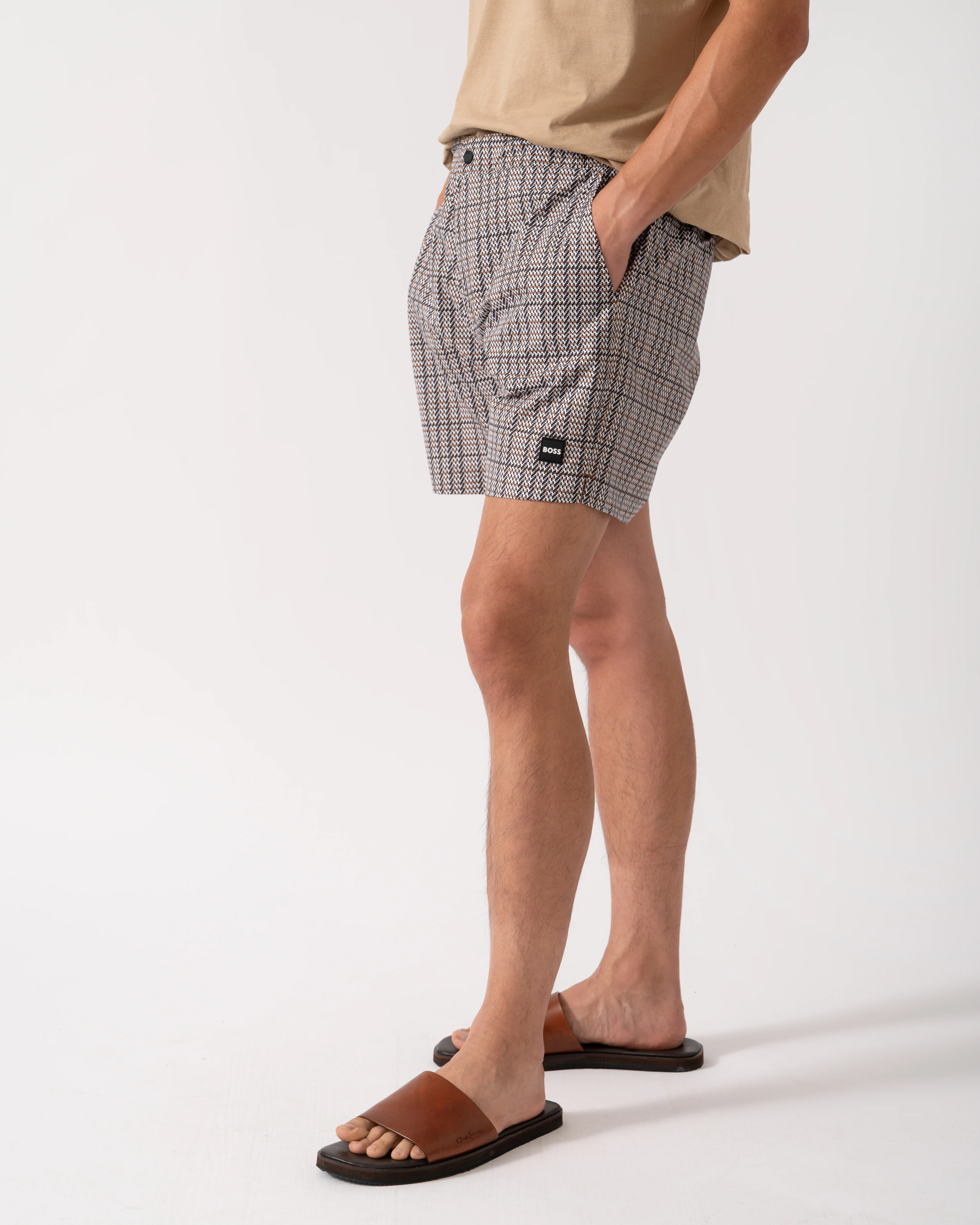 BOSS Orange Mens Beach-to-Bar Swim Shorts - Black 001 - Image 3