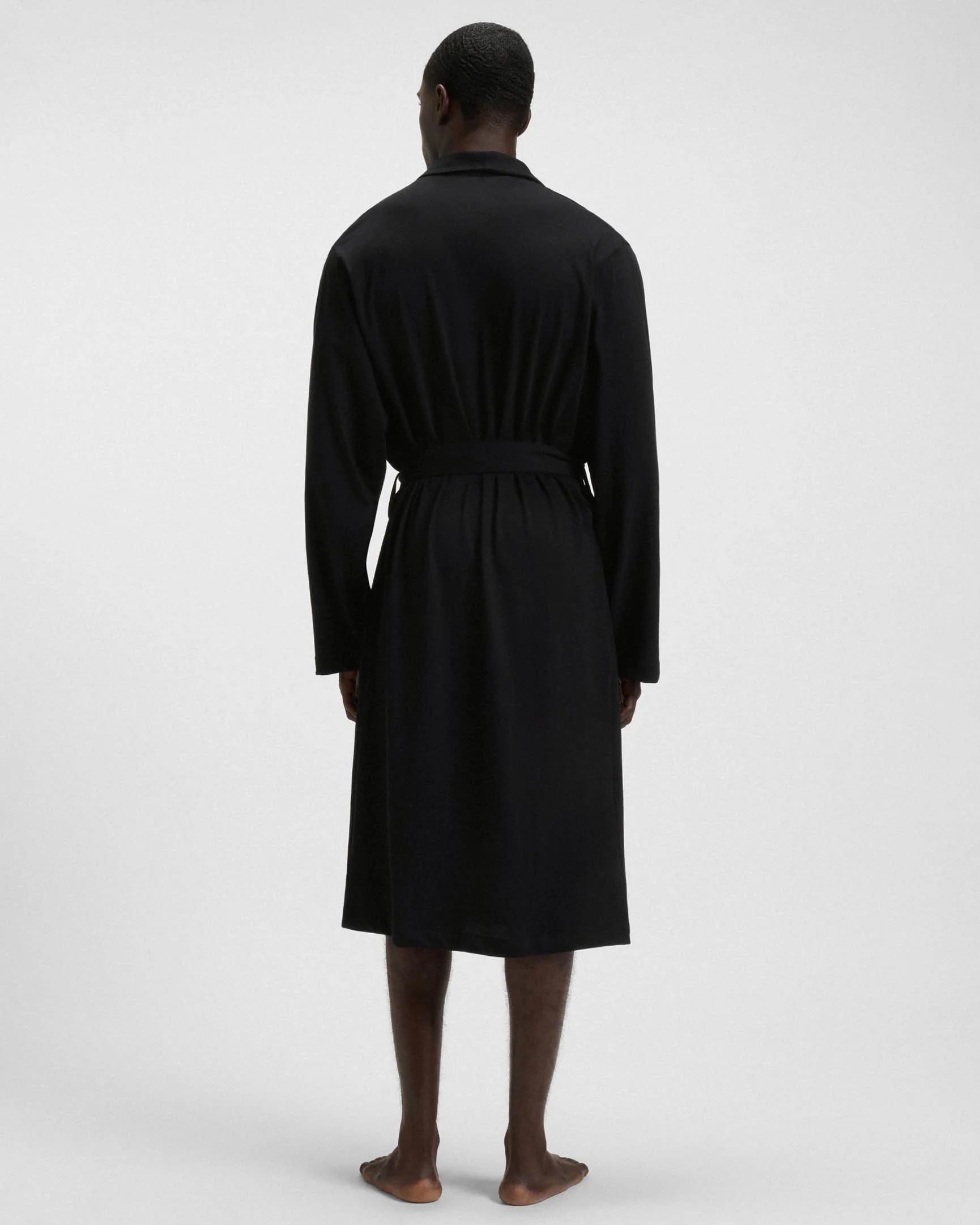 BOSS Orange Mens Cotton Jersey Dressing Gown - Black 001 - Image 2