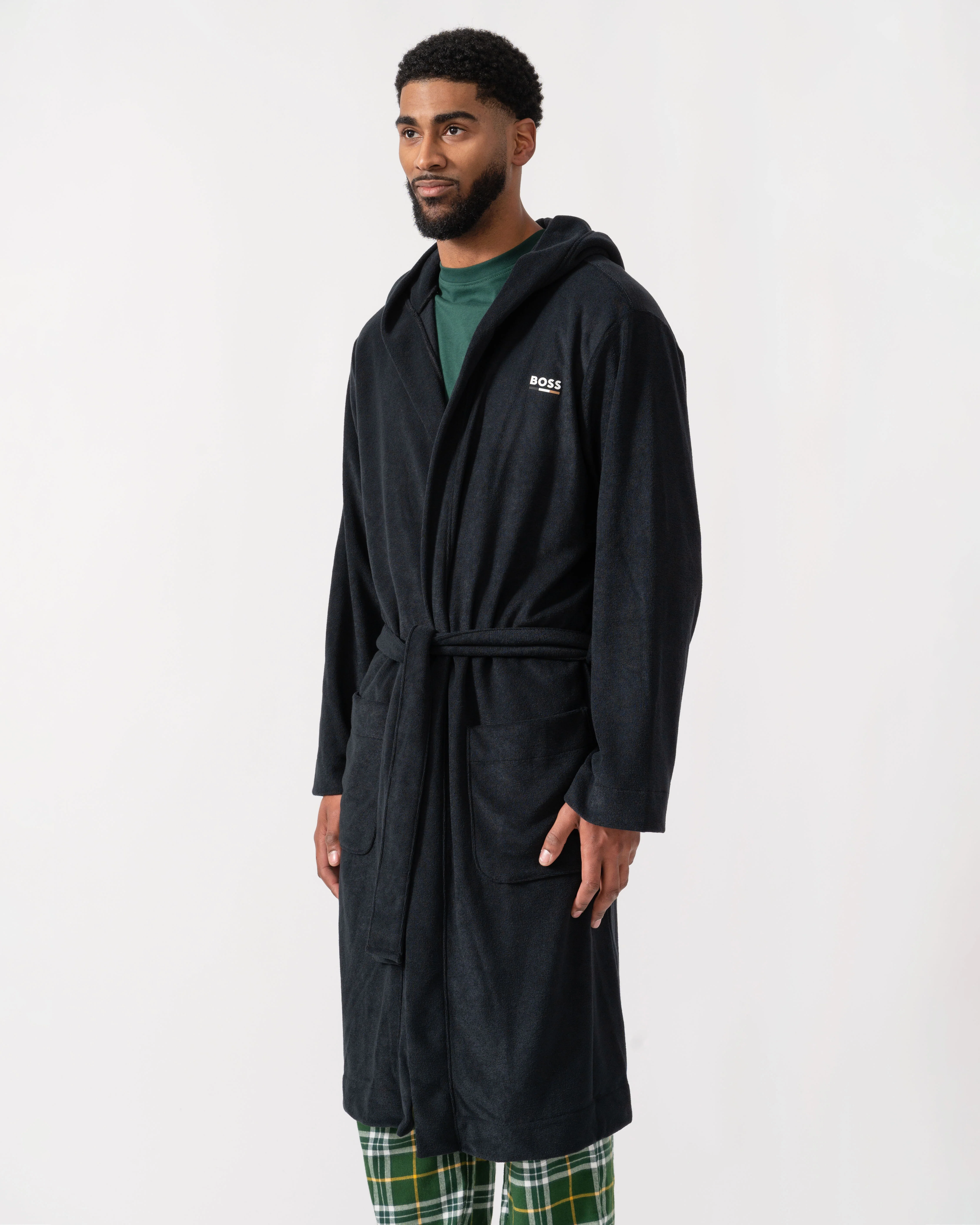 BOSS Orange Mens Cotton Terry Robe - Black 001 - Image 3
