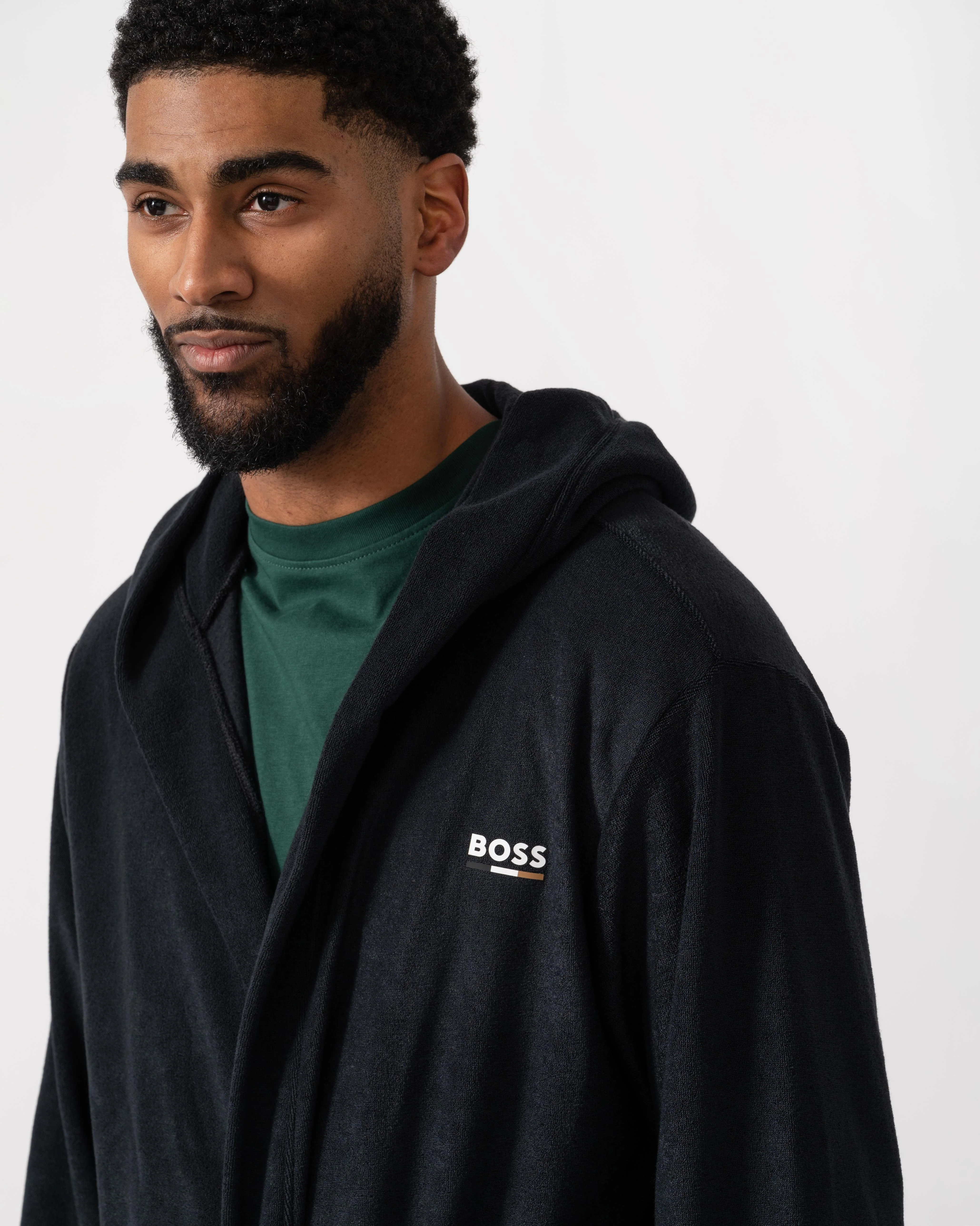 BOSS Orange Mens Cotton Terry Robe - Black 001 - Image 4
