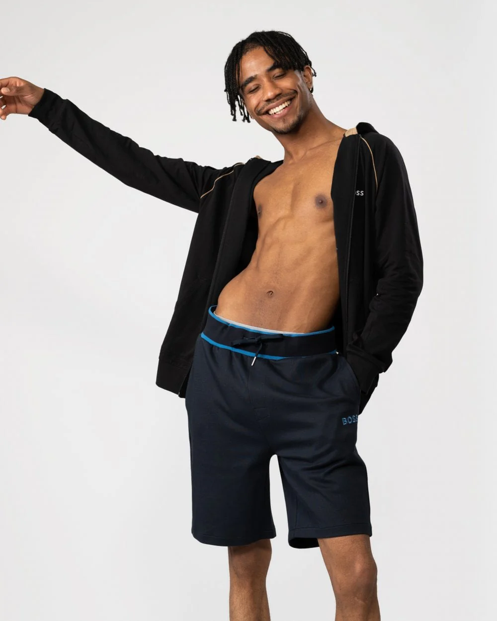 BOSS Orange Mens Embroidered-Logo Piqué Loungewear Shorts - Image 2