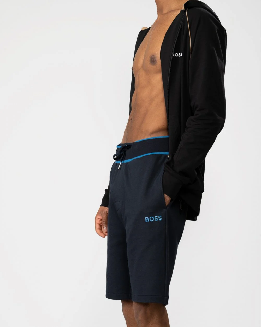BOSS Orange Mens Embroidered-Logo Piqué Loungewear Shorts - Image 3