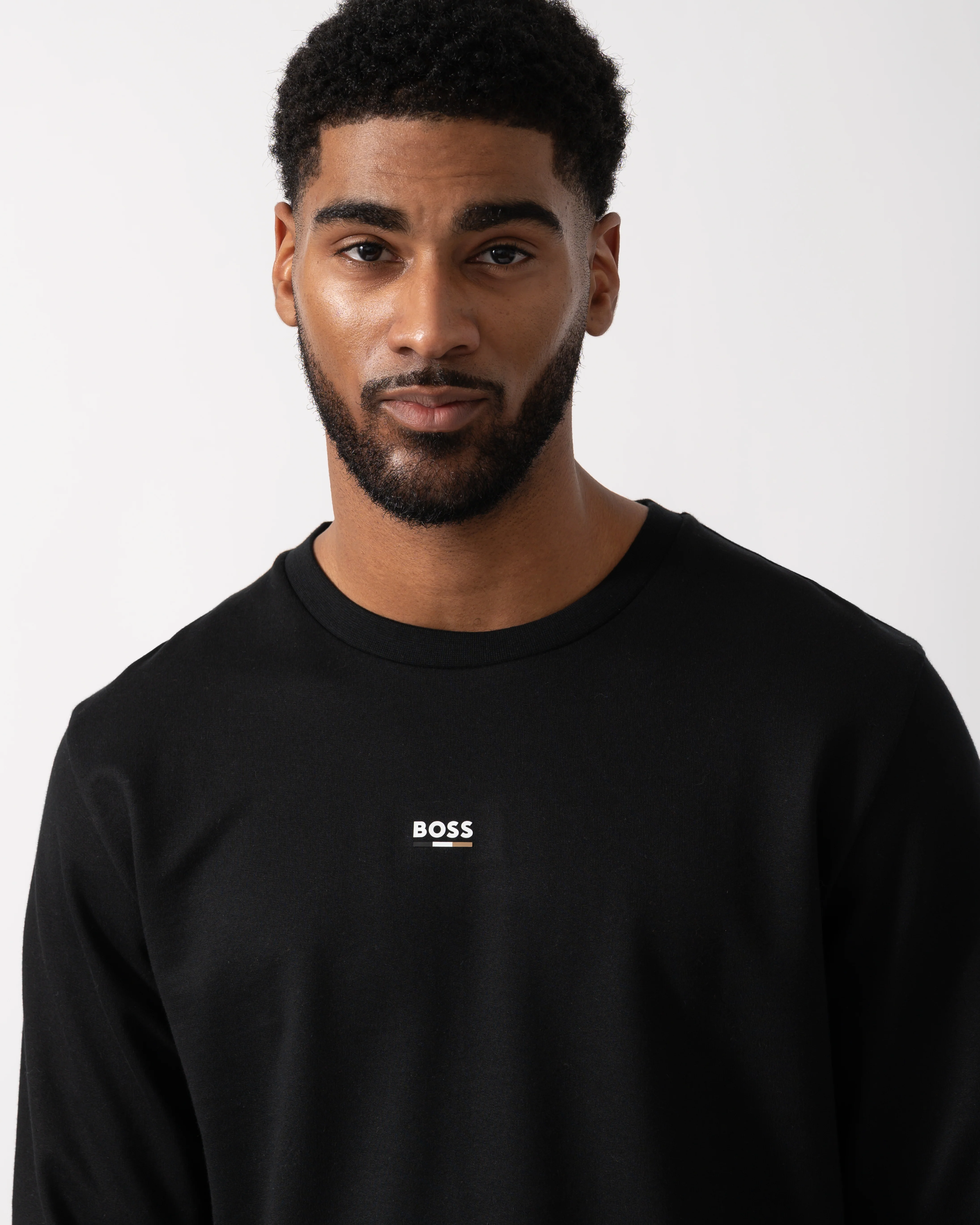 BOSS Orange Mens Iconic Loungewear Sweatshirt - Black 001 - Image 3