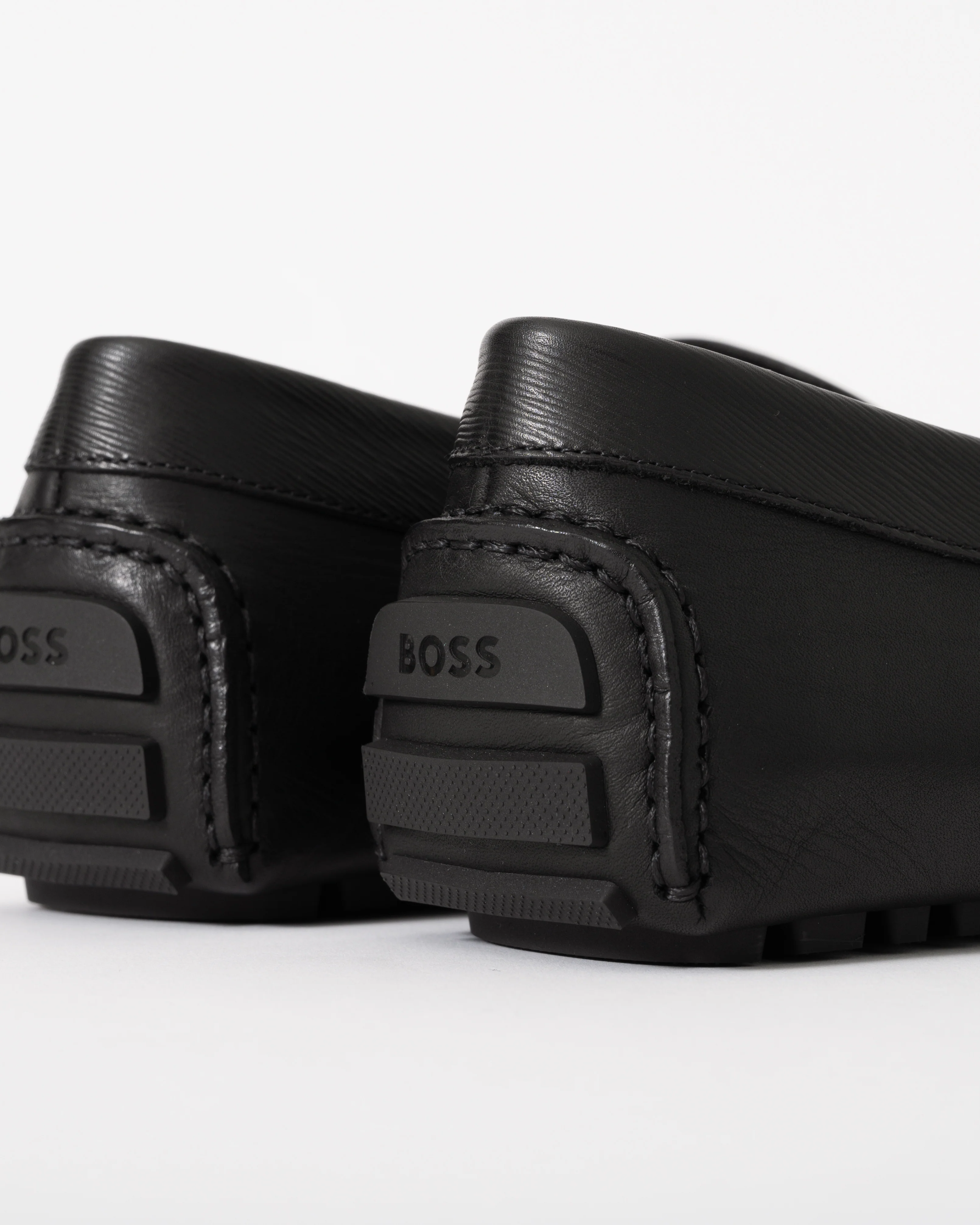 BOSS Orange Mens Leather Driving Moccasins - Black 001 - Image 2