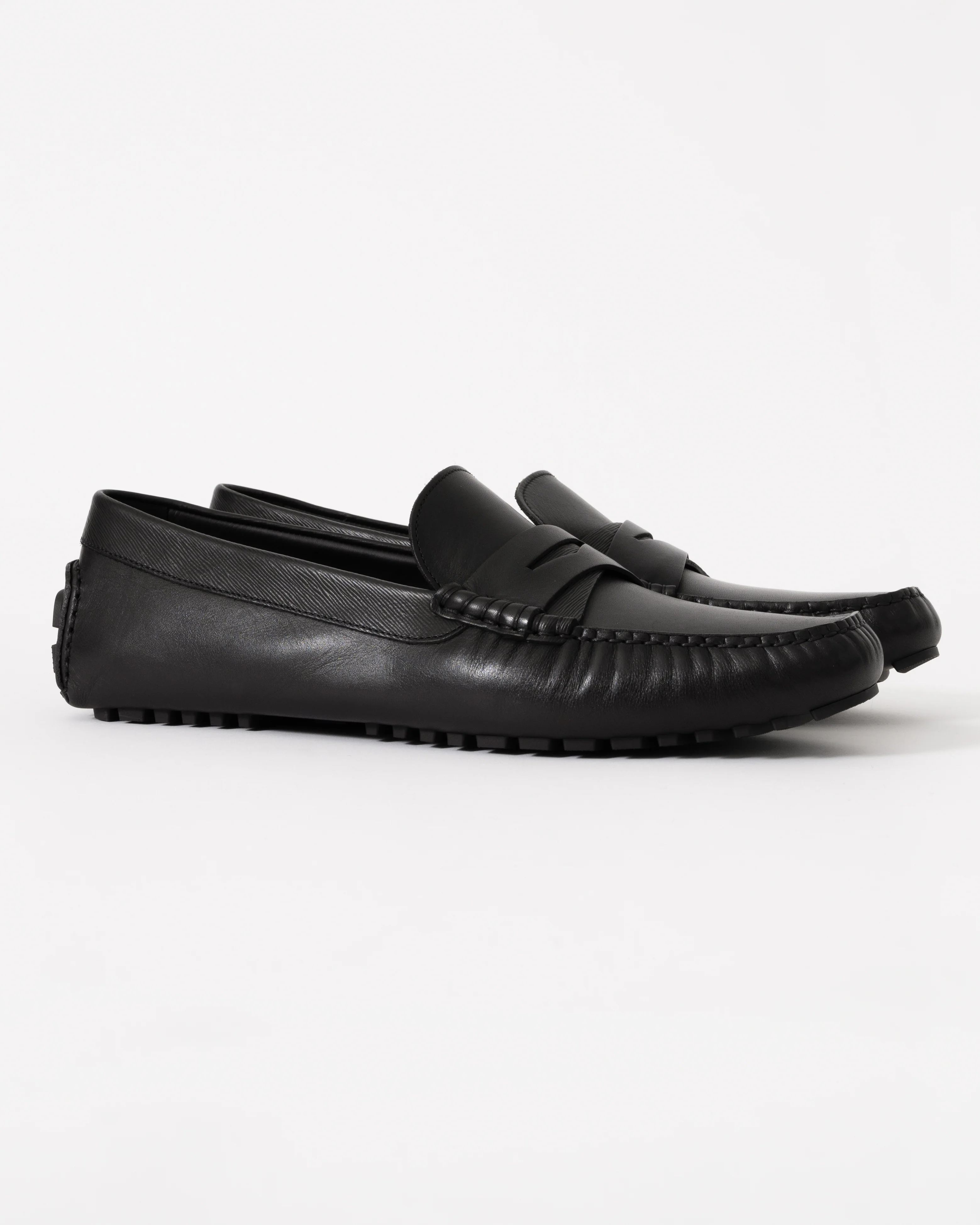 BOSS Orange Mens Leather Driving Moccasins - Black 001 - Image 3