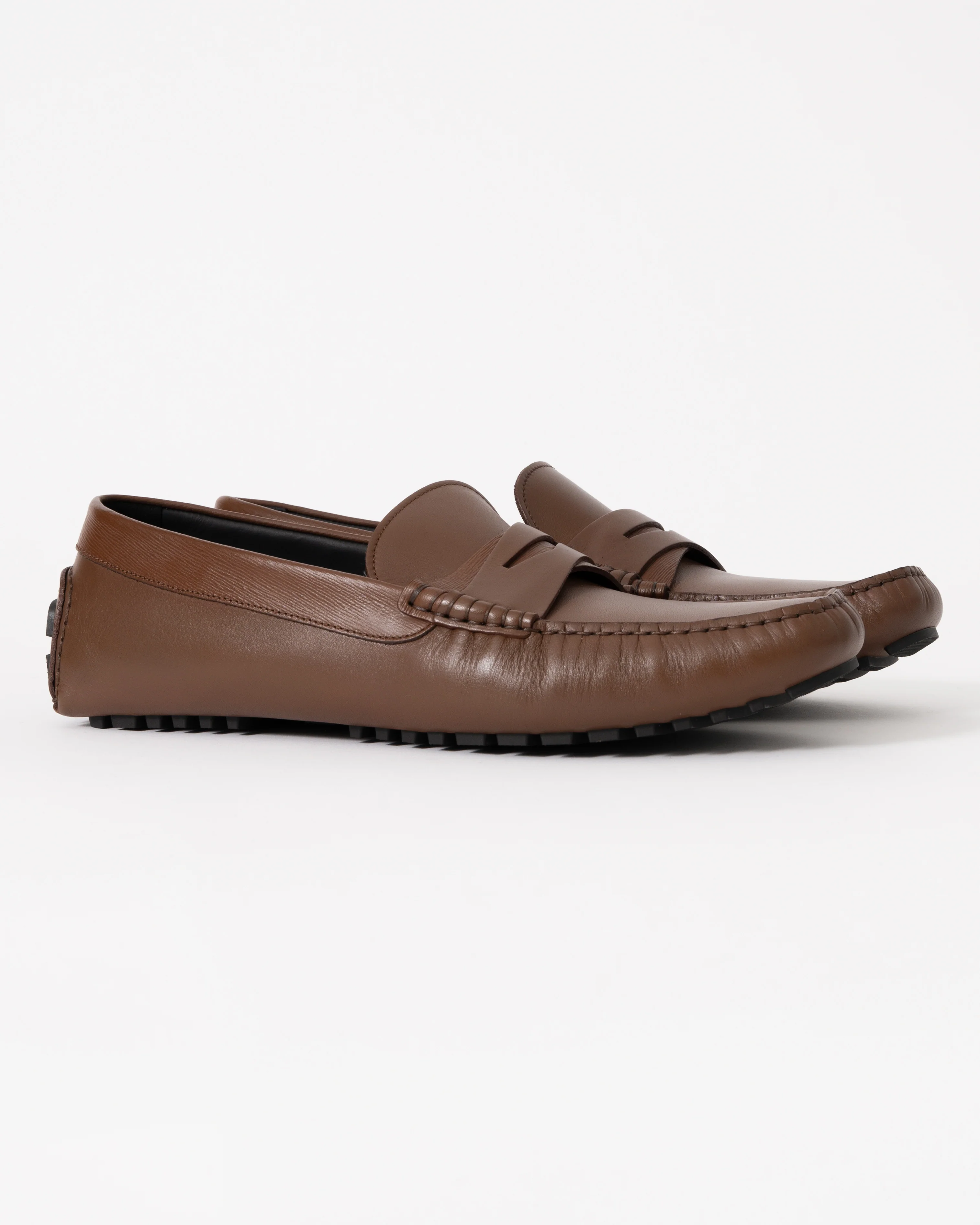 BOSS Orange Mens Leather Driving Moccasins - Medium Brown 214 - Image 3