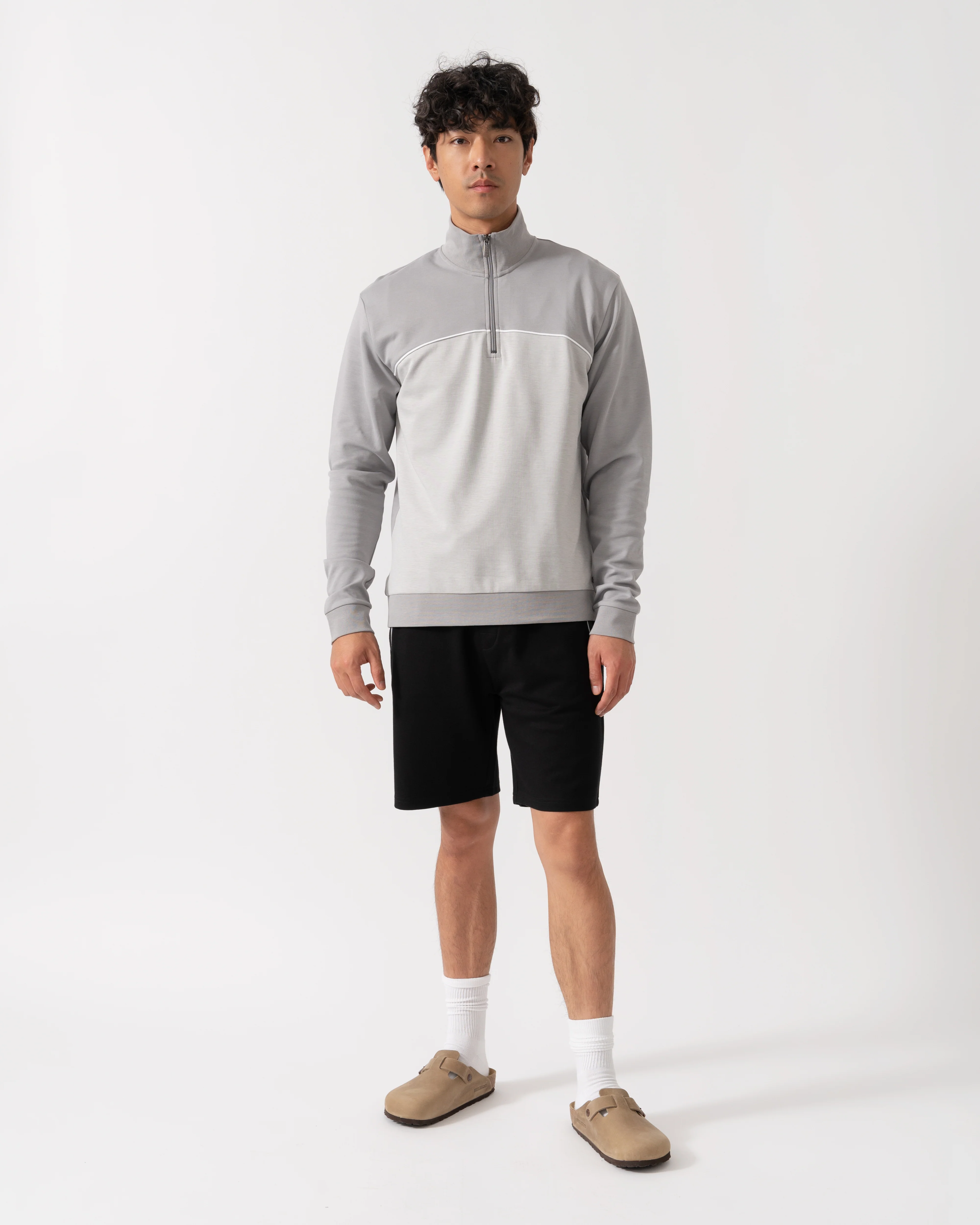 BOSS Orange Mens Loungewear Tracksuit 1/4 Zip Jacket 50545583 - Light/Pastel Grey 050 - Image 2
