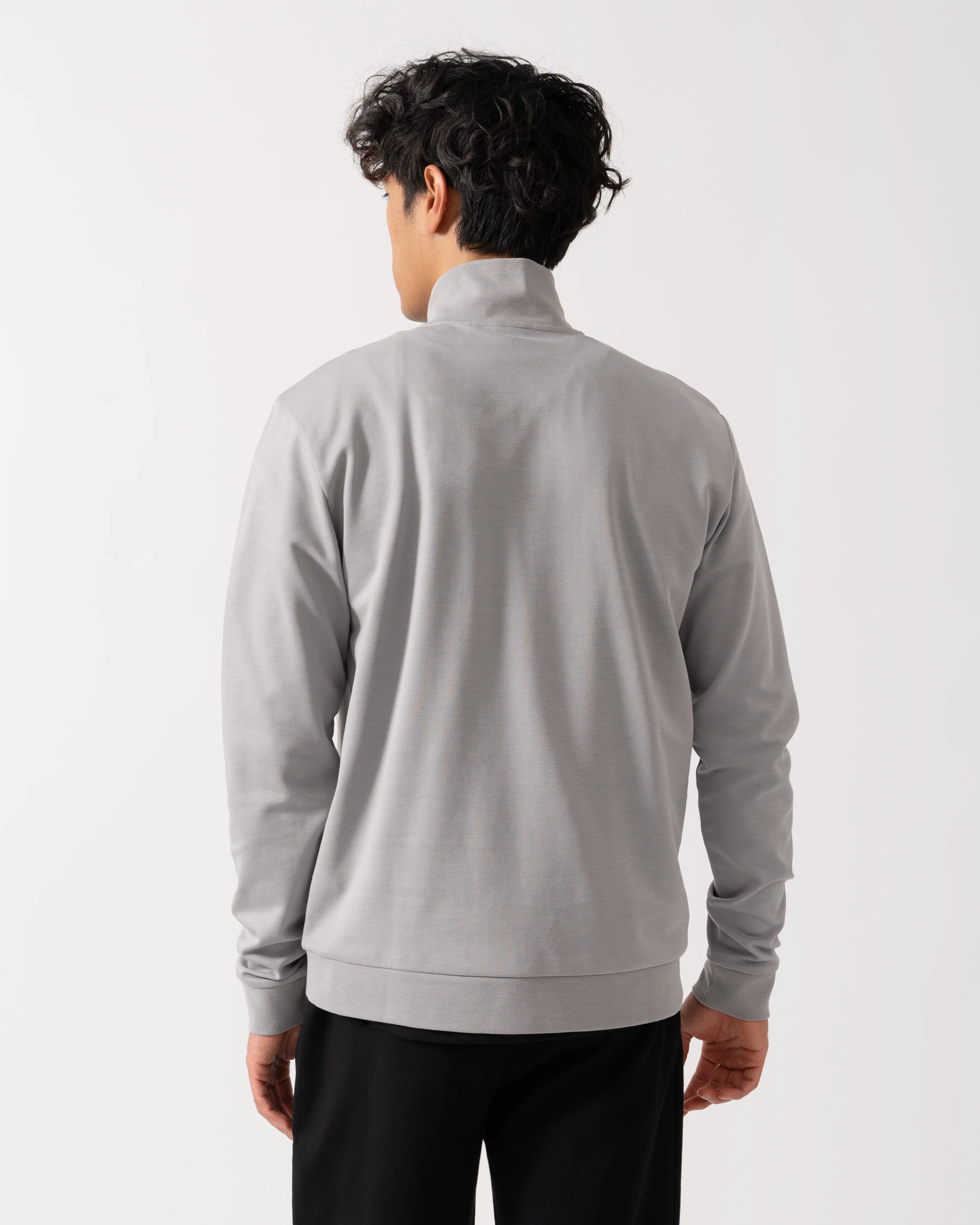 BOSS Orange Mens Loungewear Tracksuit 1/4 Zip Jacket 50545583 - Light/Pastel Grey 050 - Image 3