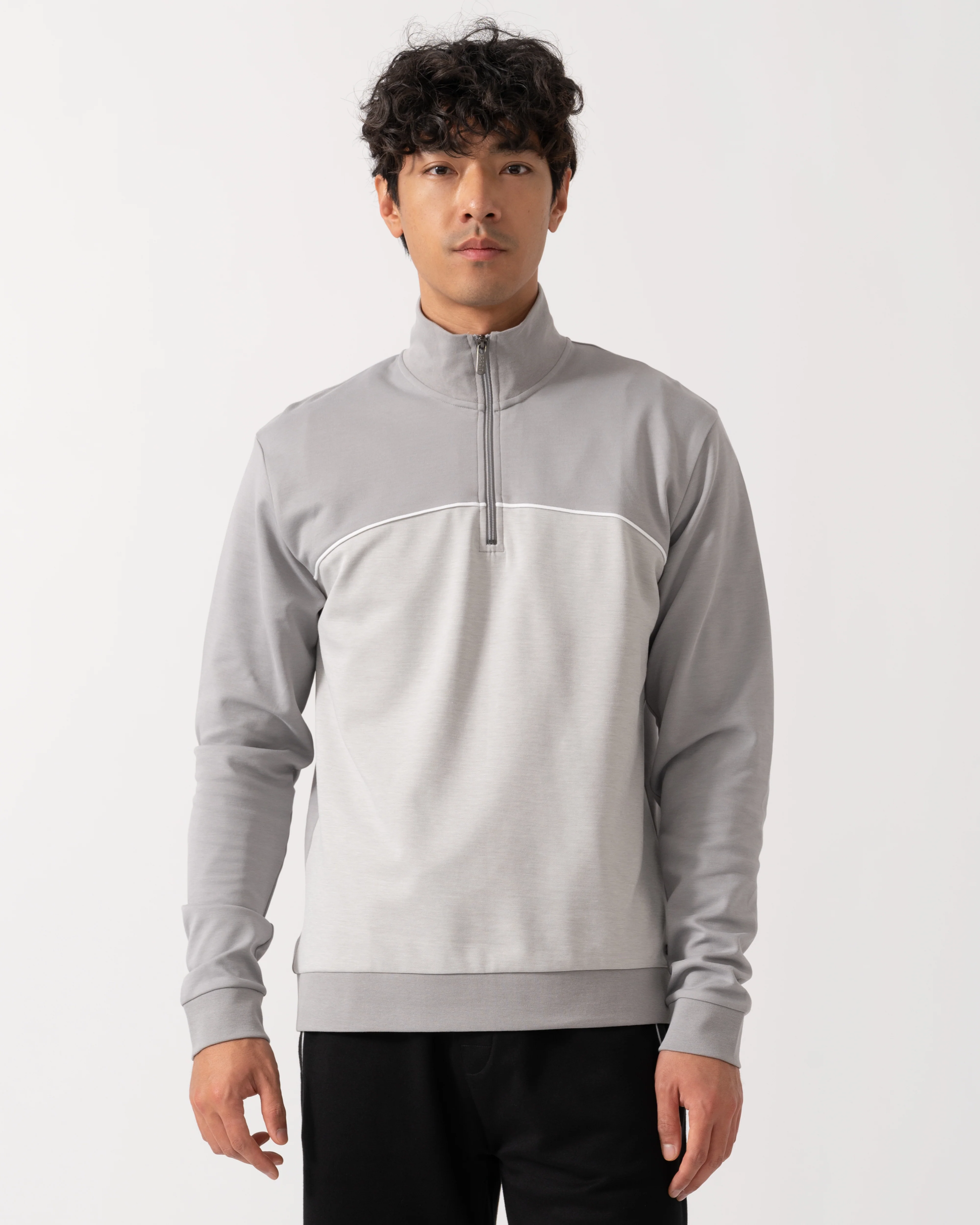 BOSS Orange Mens Loungewear Tracksuit 1/4 Zip Jacket 50545583 - Light/Pastel Grey 050 - Image 4