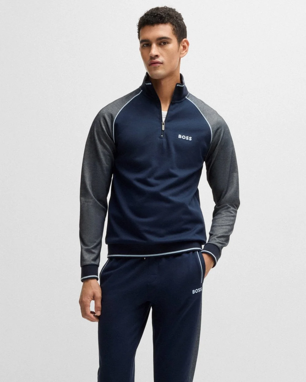 BOSS Orange Mens Loungewear Tracksuit 1/4 Zip Jacket - Image 4
