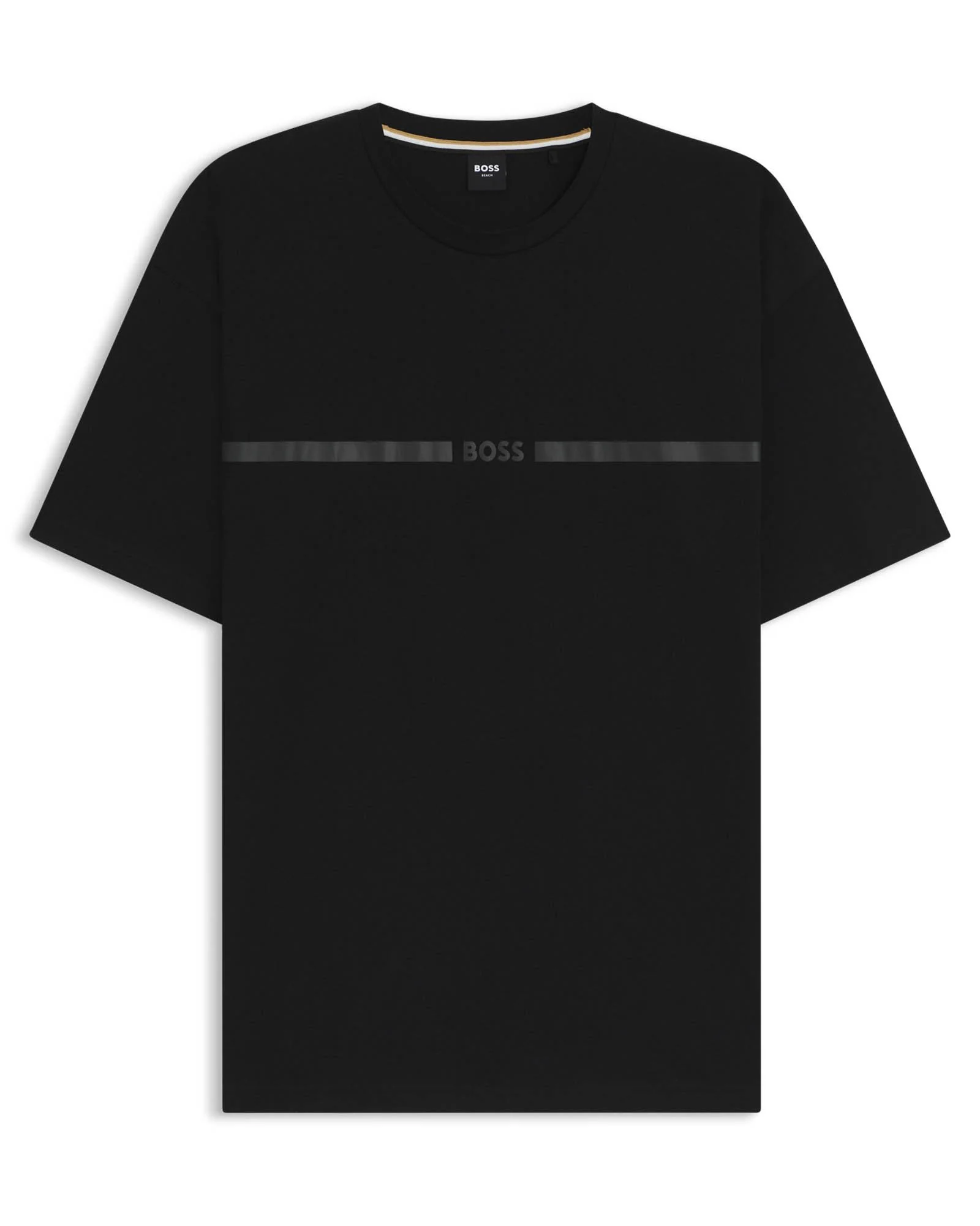 BOSS Orange Mens Metallic Stripe Logo T-Shirt - Black 005 - Image 4