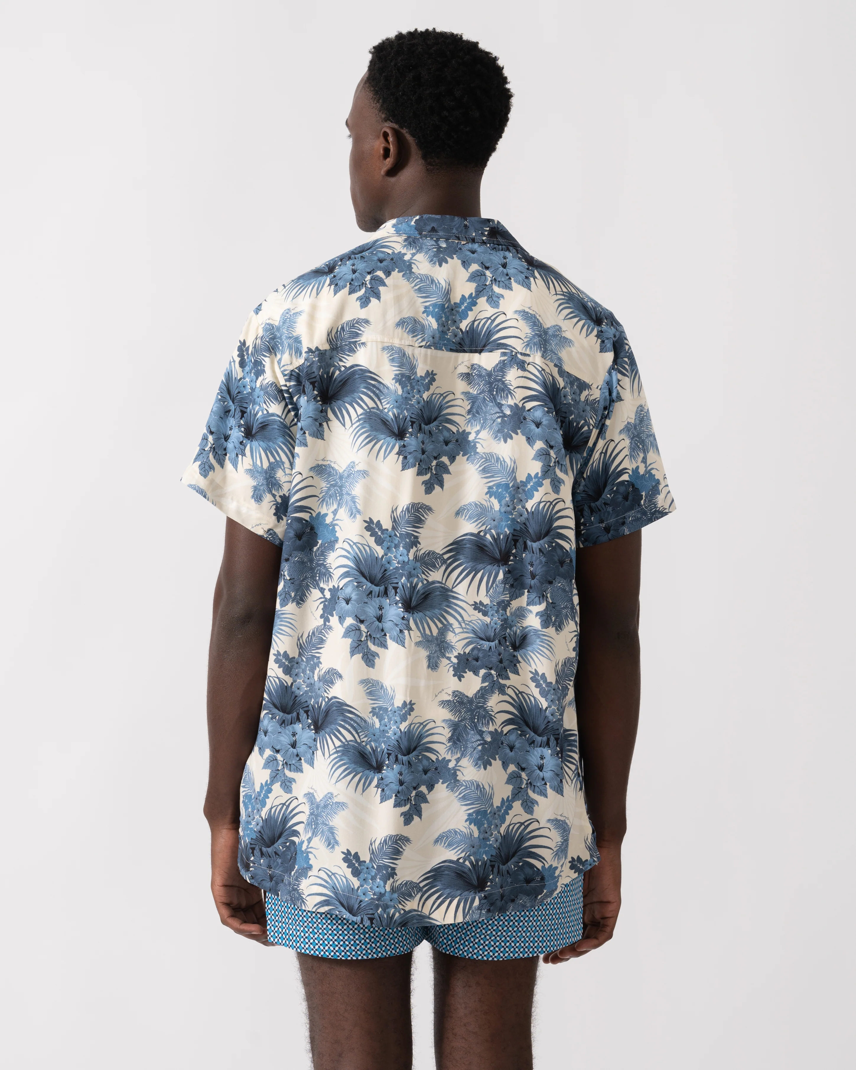 BOSS Orange Mens Short Sleeve Floral Print Beach Shirt - Open Blue 483 - Image 4