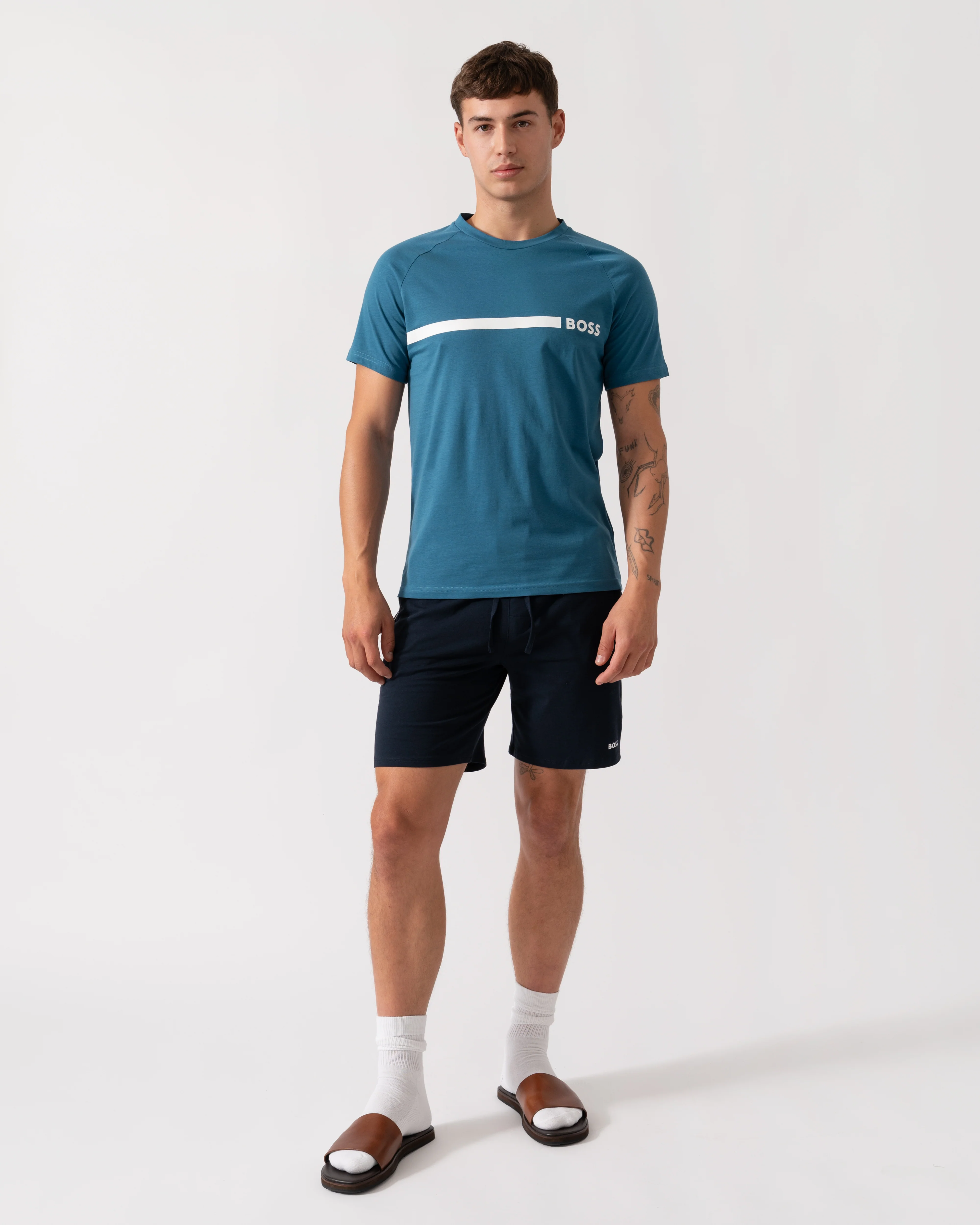 BOSS Orange Mens Slim Fit Beach T-Shirt - Open Blue 471 - Image 2