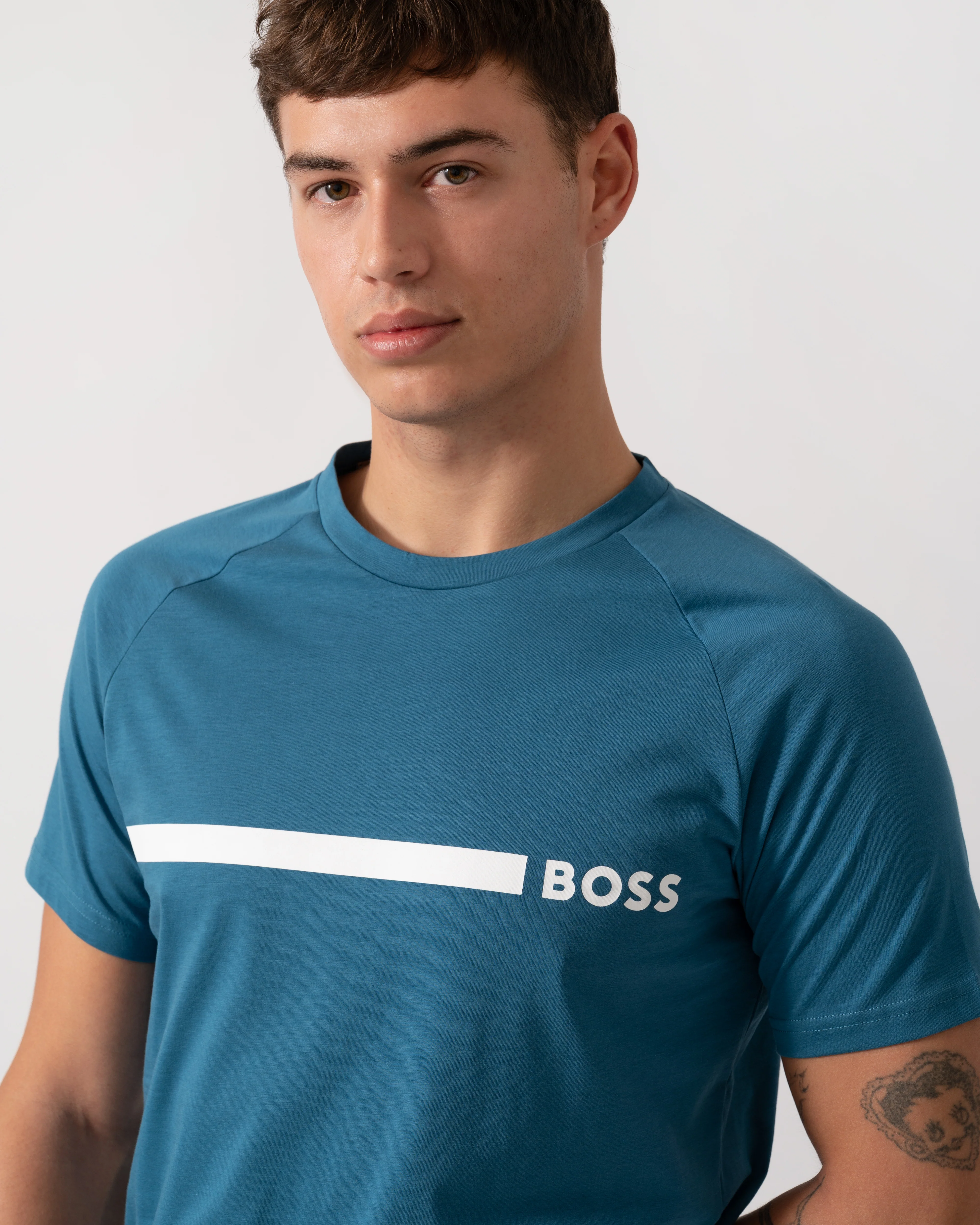 BOSS Orange Mens Slim Fit Beach T-Shirt - Open Blue 471 - Image 3