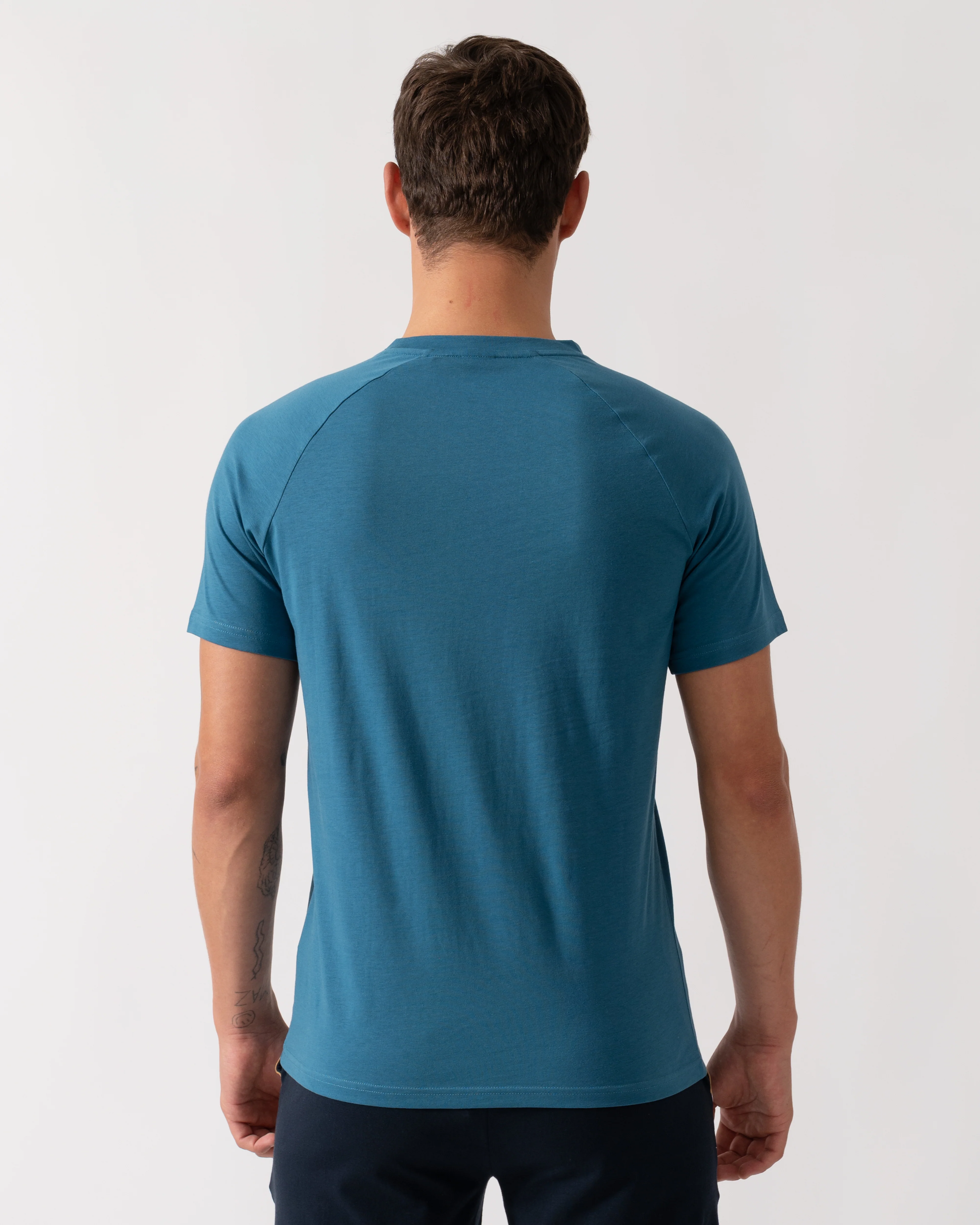 BOSS Orange Mens Slim Fit Beach T-Shirt - Open Blue 471 - Image 4