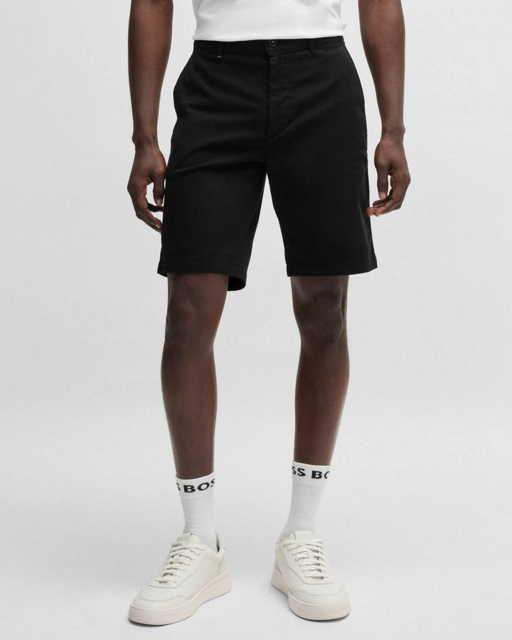 BOSS Orange Mens Slim Fit Chino Shorts in Stretch Cotton Twill - Black 001