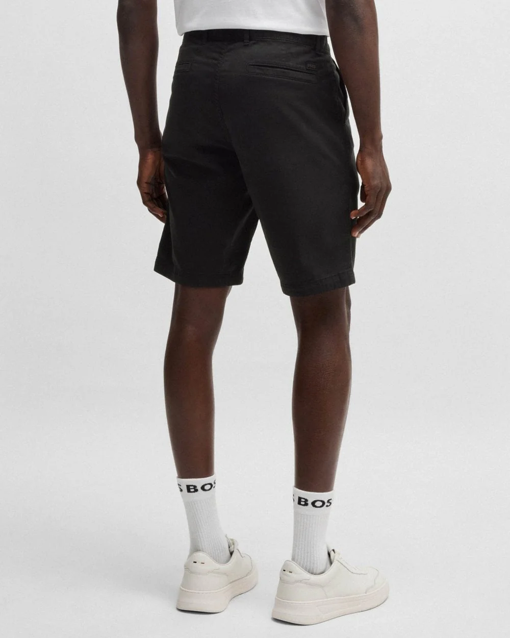 BOSS Orange Mens Slim Fit Chino Shorts in Stretch Cotton Twill - Black 001 - Image 3