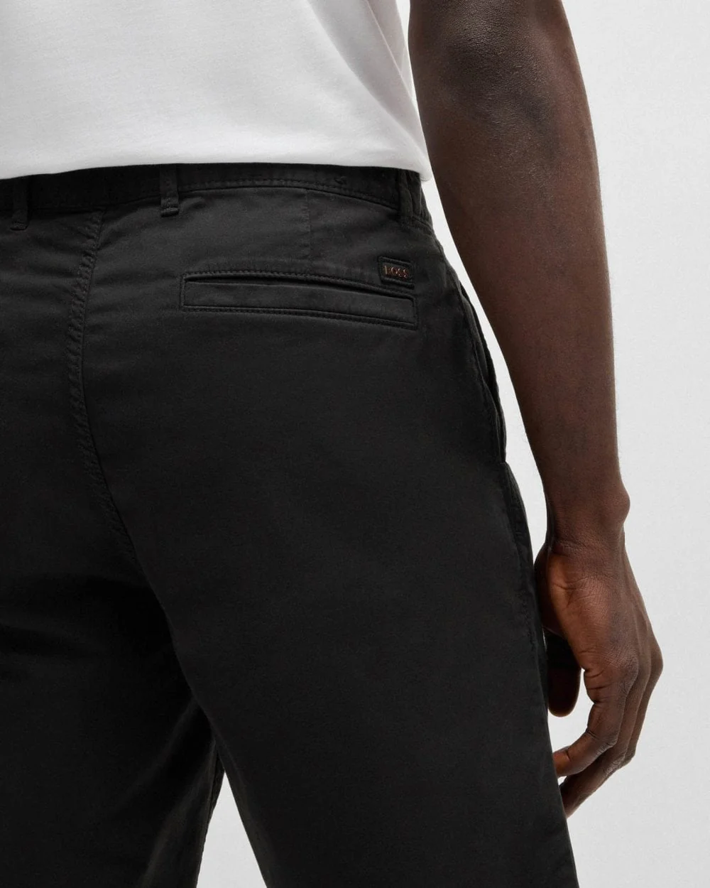 BOSS Orange Mens Slim Fit Chino Shorts in Stretch Cotton Twill - Black 001 - Image 4
