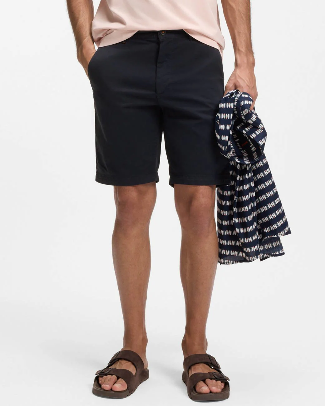 BOSS Orange Mens Slim Fit Chino Shorts in Stretch Cotton Twill - Dark Blue 404 - Image 4