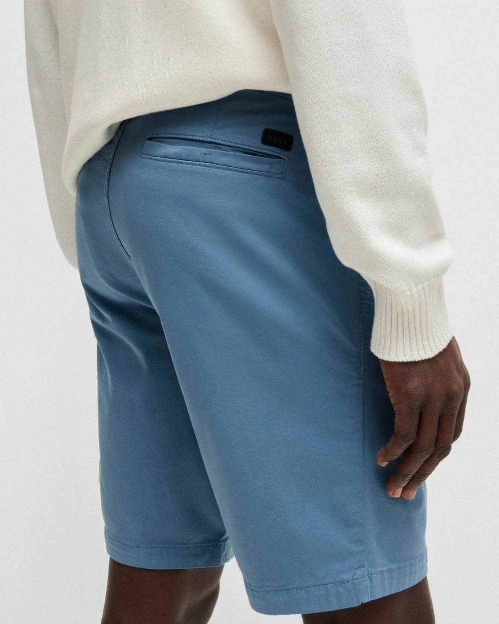 BOSS Orange Mens Slim Fit Chino Shorts in Stretch Cotton Twill - Open Blue 462 - Image 4