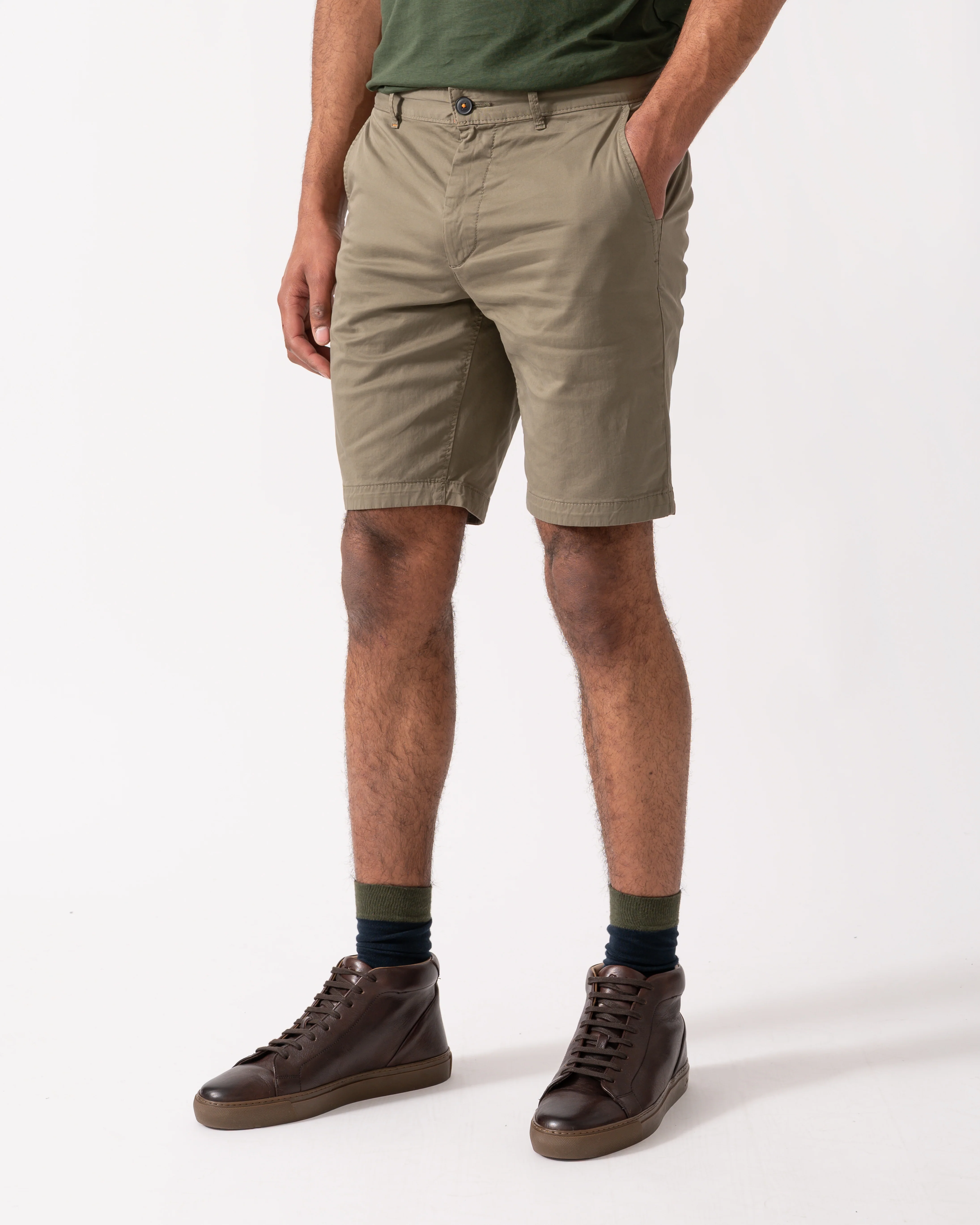 BOSS Orange Mens Slim Fit Chino Shorts in Stretch Cotton Twill - Open Green 342